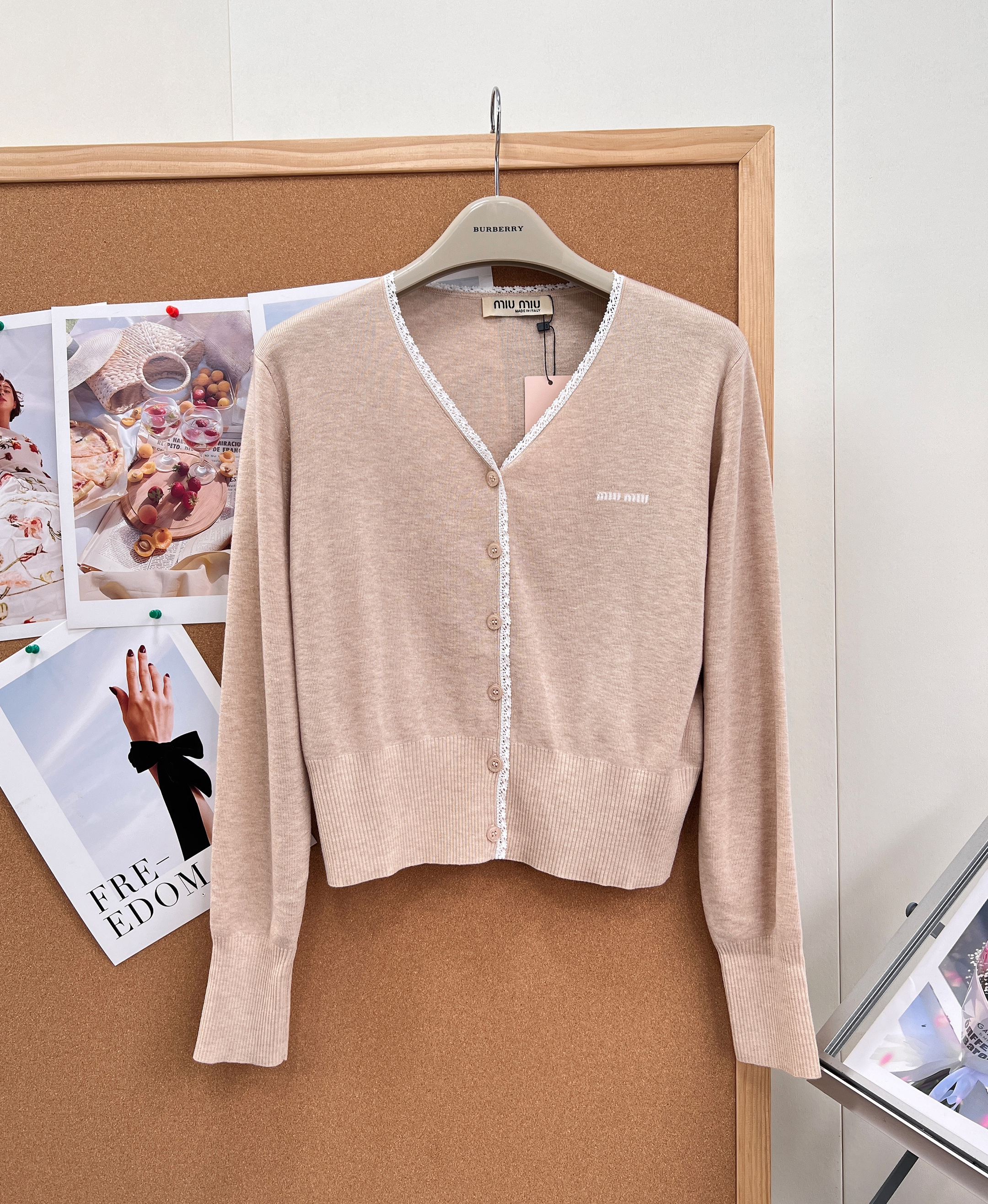 Mi 26 Spring/Summer Lace Trim V-Neck Knit Cardigan
