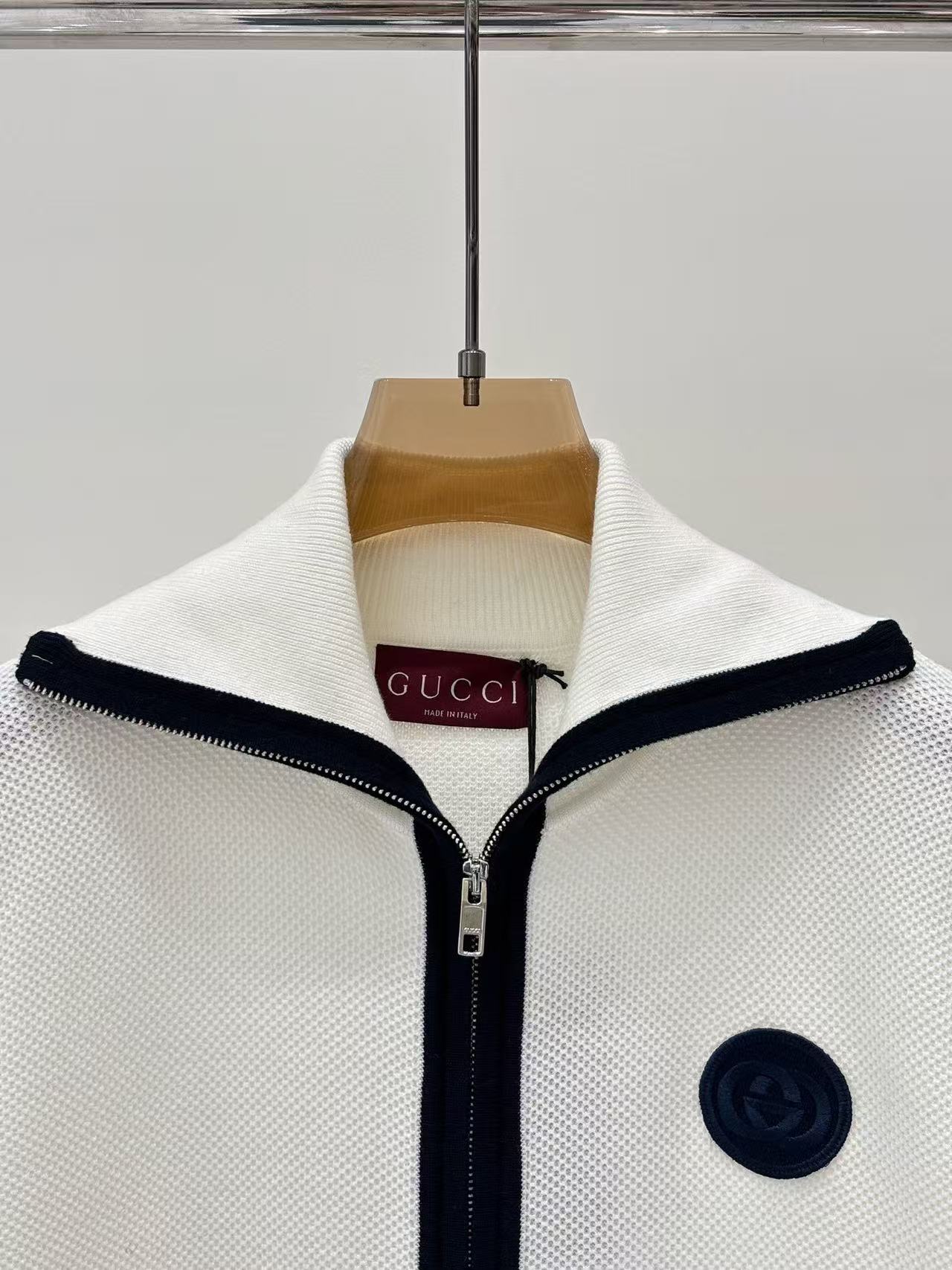 GU 26 Nautical Style Color Block Knit Cardigan Full Zipper Front Pockets Ribbed Stripe Cuff & Hem