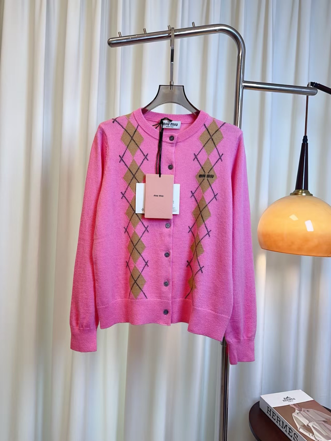 Mi** New Micro-logo Argyle Cashmere Cardigan. Custom
