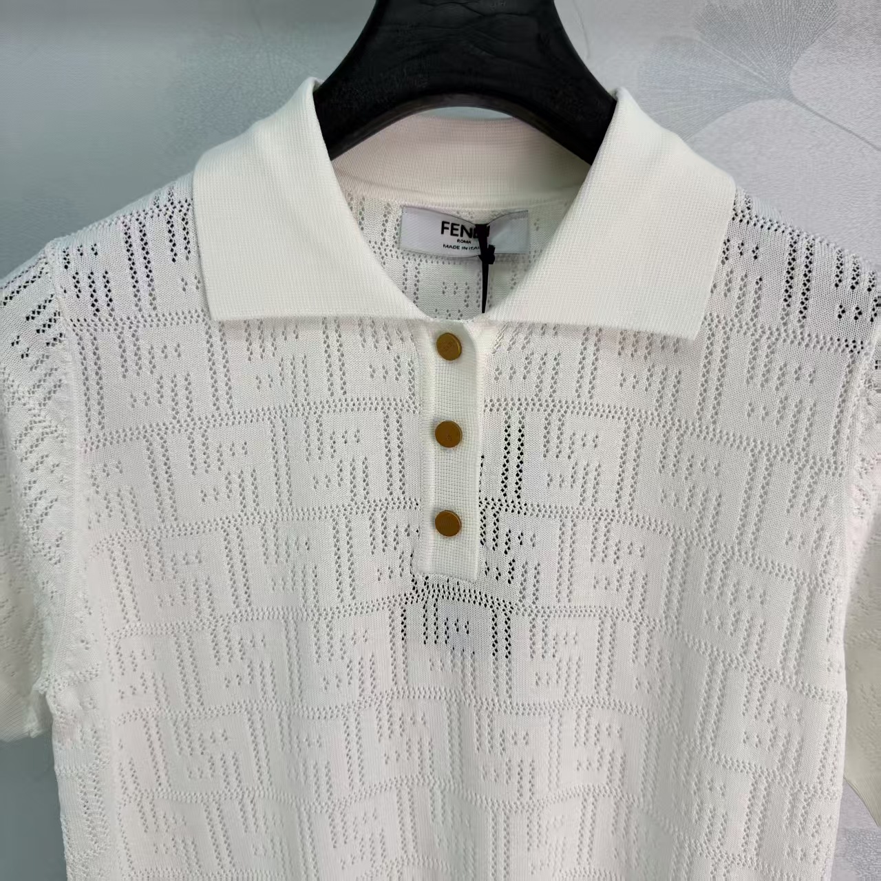 FE* 2026 Spring/Summer New Collared Hollow Knit Short Sleeve