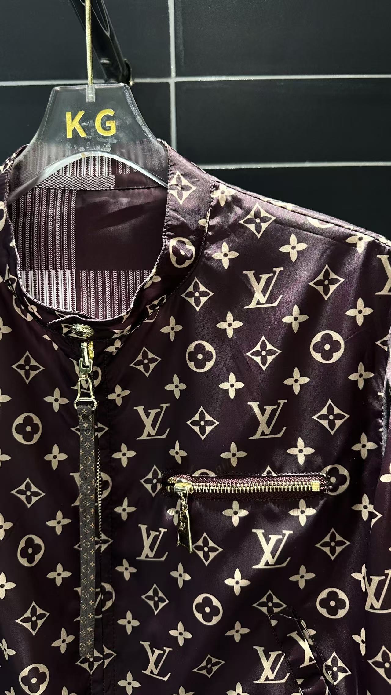 LO 26 Dark Brown All Over Print Bomber Jacket