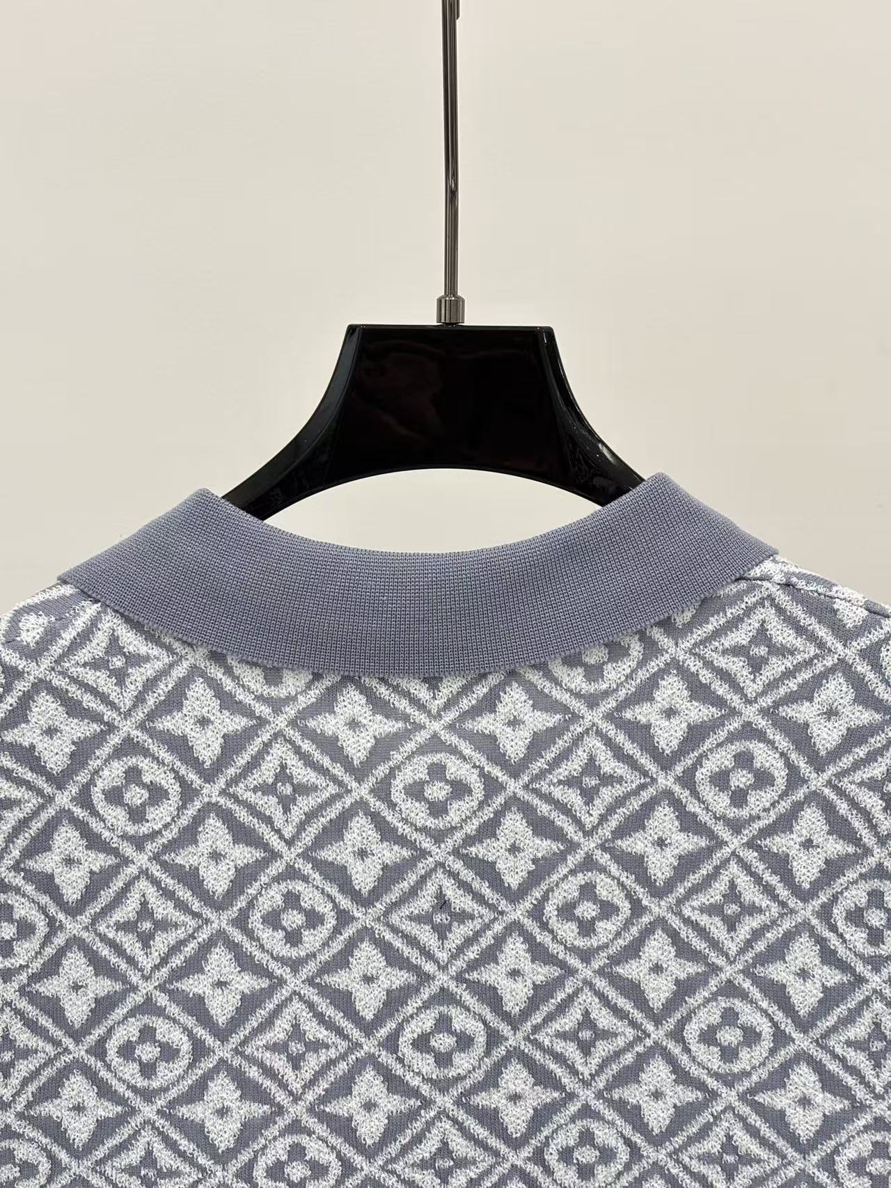 LO 26 Blue Diamond Monogram Polo Knit Mini Dress