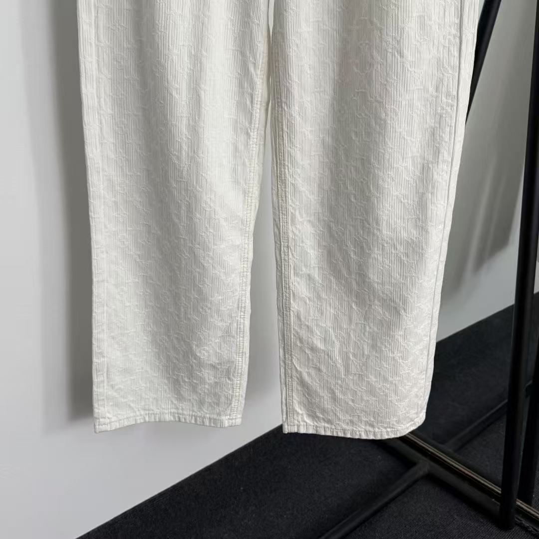 LO 26 Subtle Jacquard Pattern Five Pocket Loose Straight Jeans