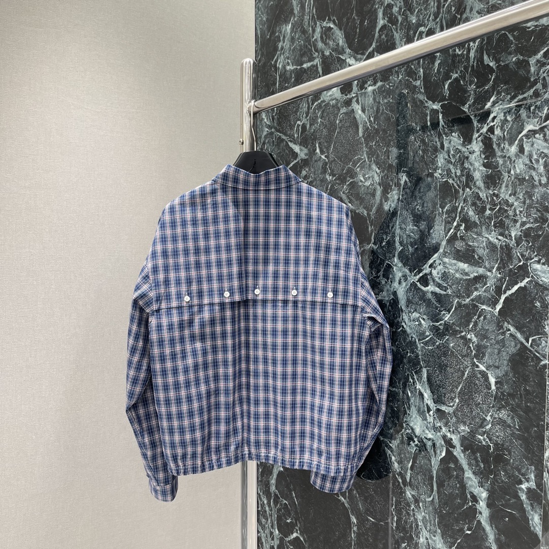 MM 2025SS Blue checkered lapel jacket
