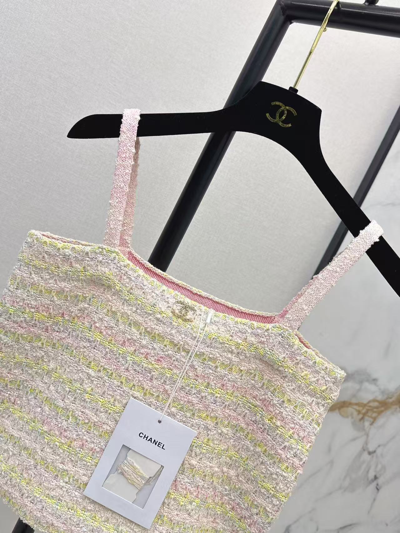 Cha 26 Pastel Striped Hollow Knit Cami Top
