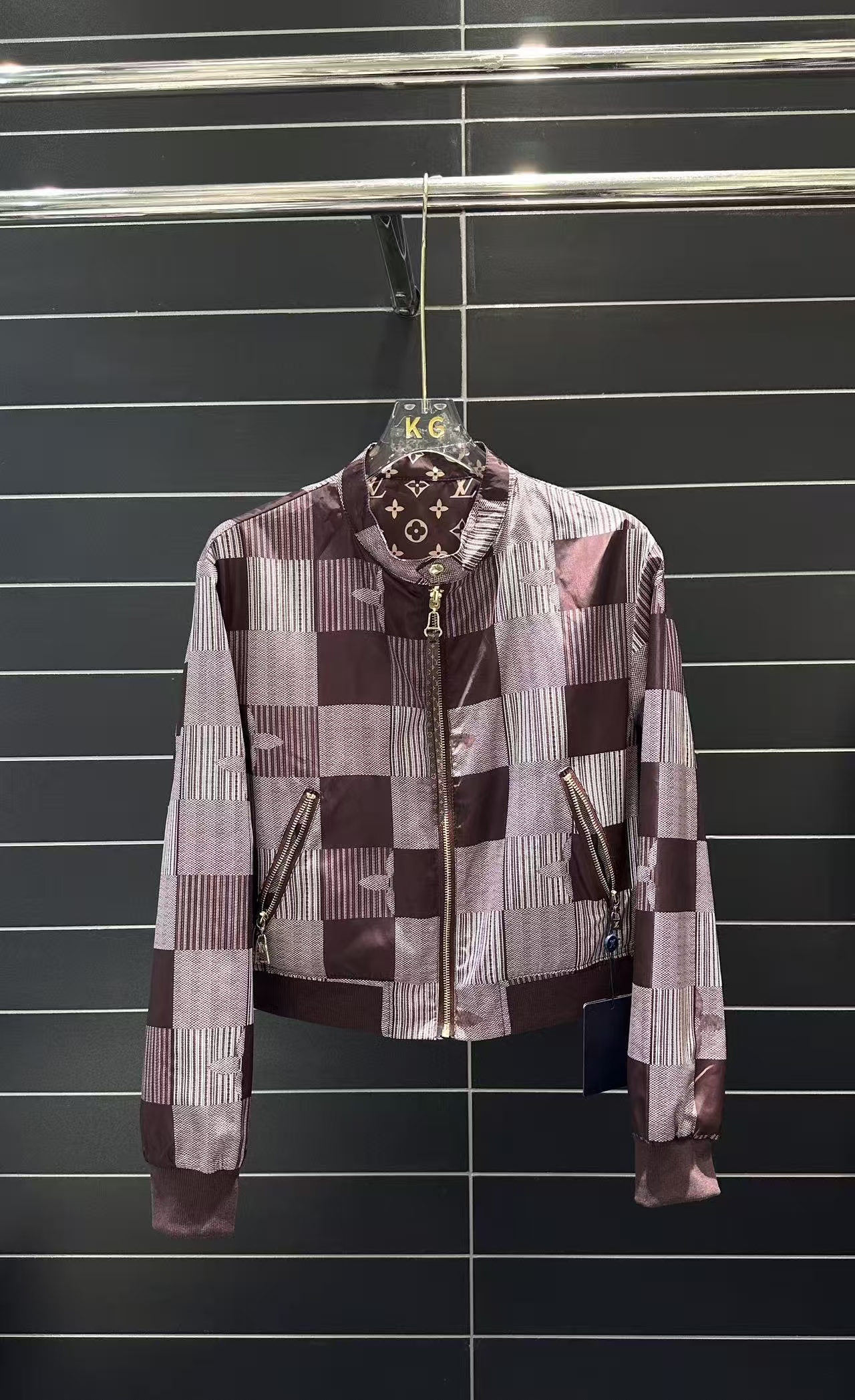 LO 26 Dark Brown All Over Print Bomber Jacket