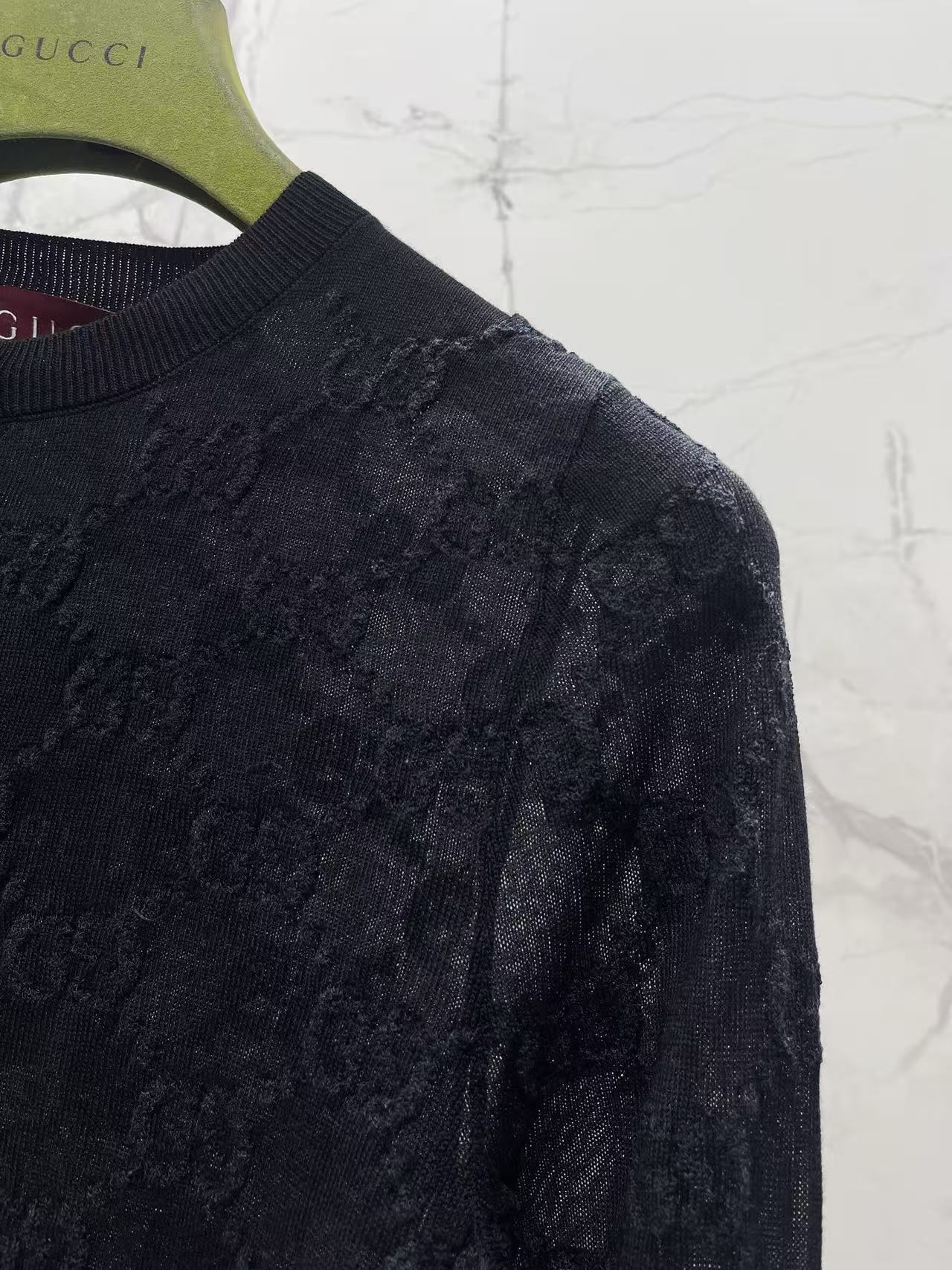 GU 26Sheer Flower Lace Round Neck Button Front Knit Jacket