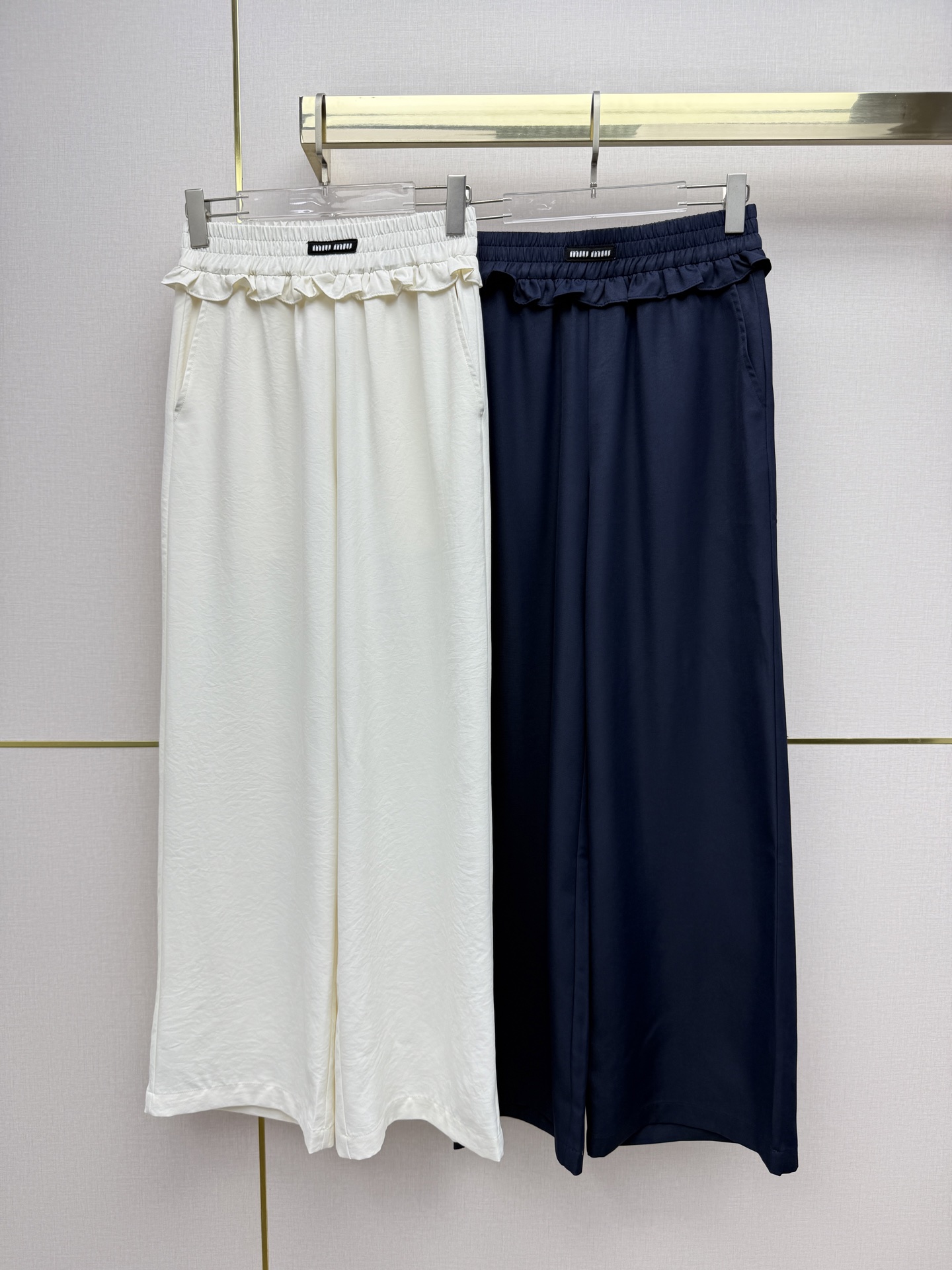 Mi ruffle-waist high-waisted wide-leg pants