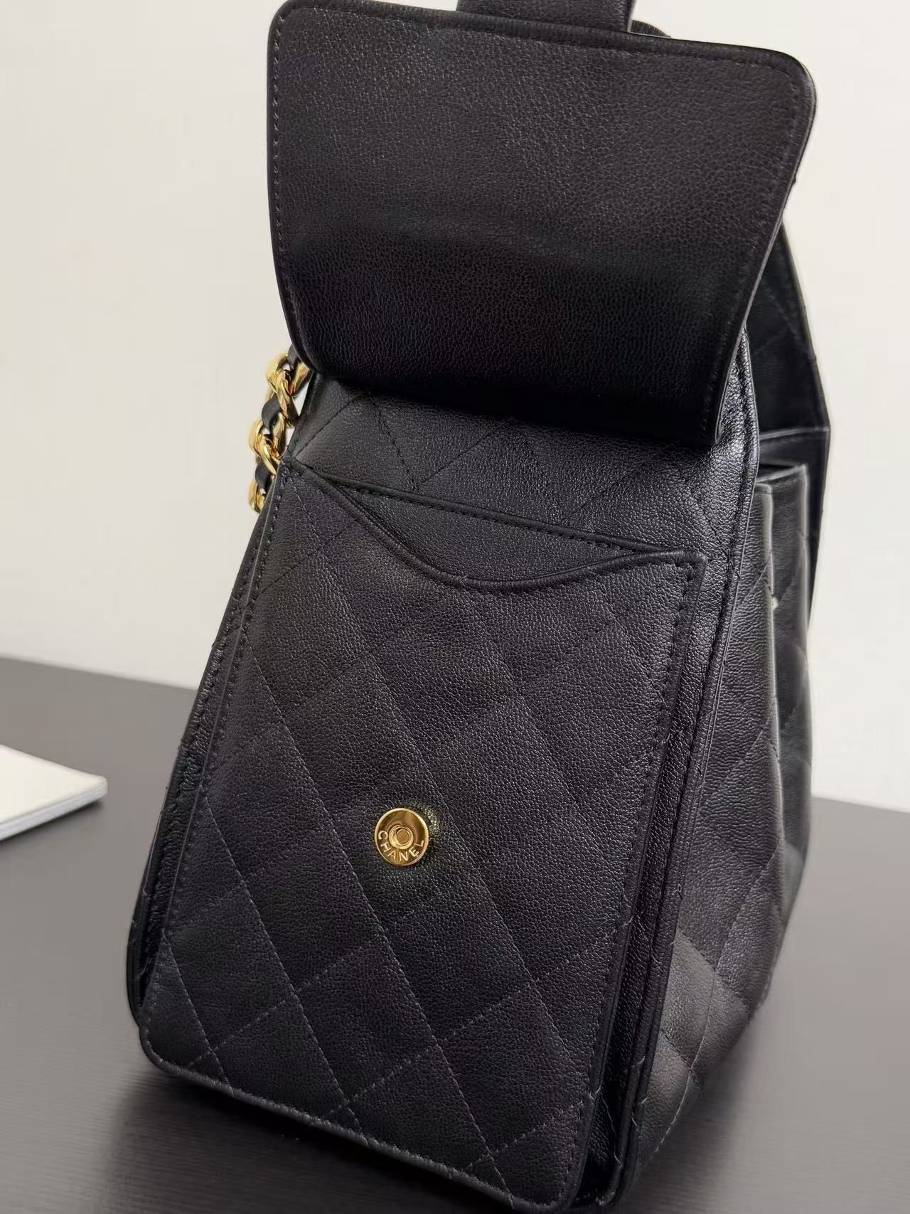 CC26SS Mini Caviar Drawstring Bucket Bag