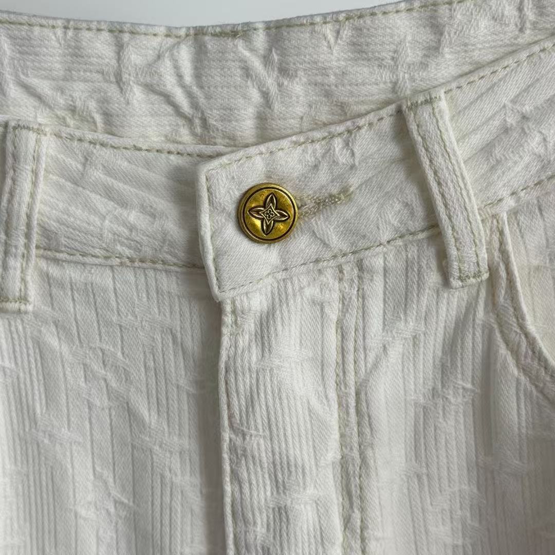 LO 26 Subtle Jacquard Pattern Five Pocket Loose Straight Jeans