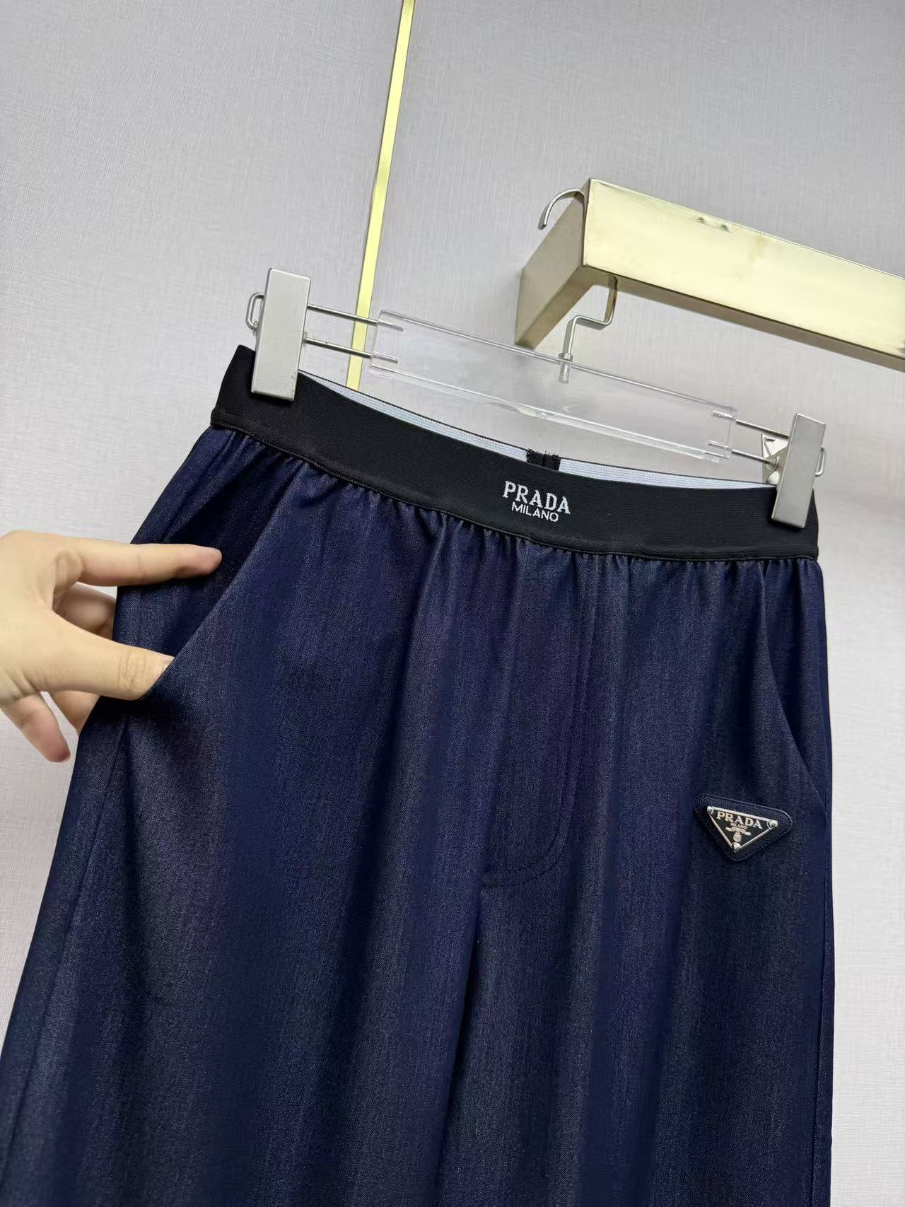 PR 26 Soft Denim Elastic Waist Wide Leg Trousers