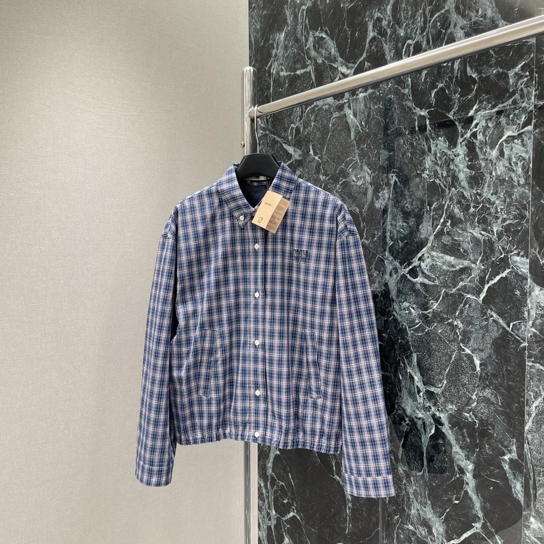 MM 2025SS Blue checkered lapel jacket