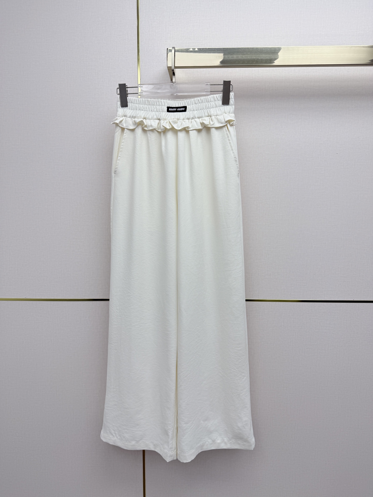 Mi ruffle-waist high-waisted wide-leg pants