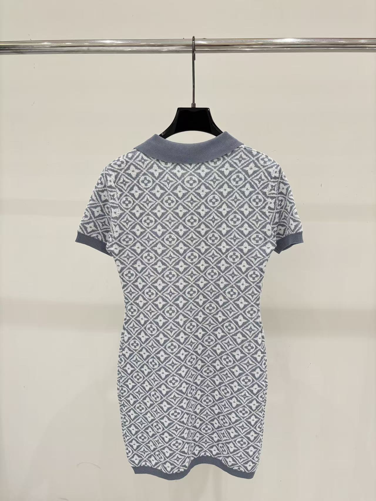 LO 26 Blue Diamond Monogram Polo Knit Mini Dress