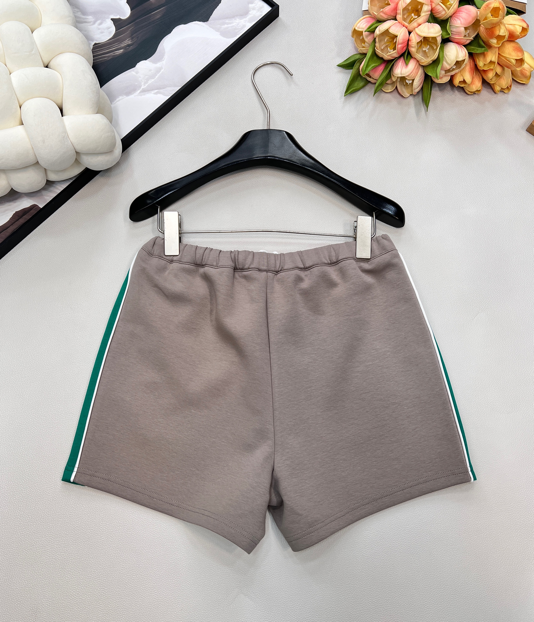 Mi 2025SS Spring/Summer New LetterEmbroidery Color-Block Webbing Drawstring Shorts