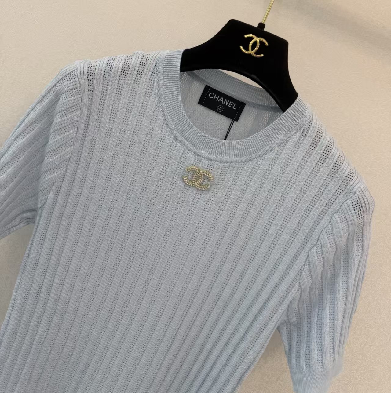 Cha Little Fragrance Style Knitted Short Sleeve