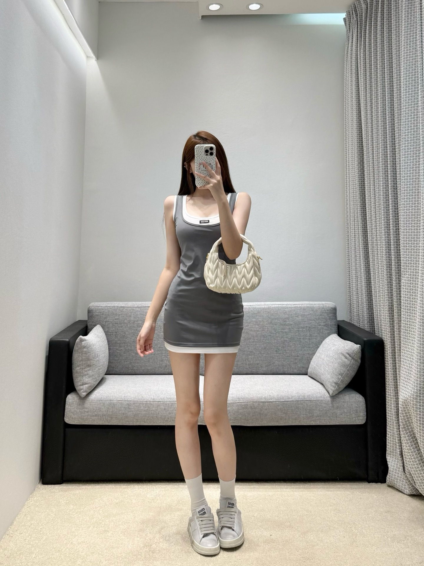 Mi**Color-block Fake Two-piece Tank Bodycon Dress