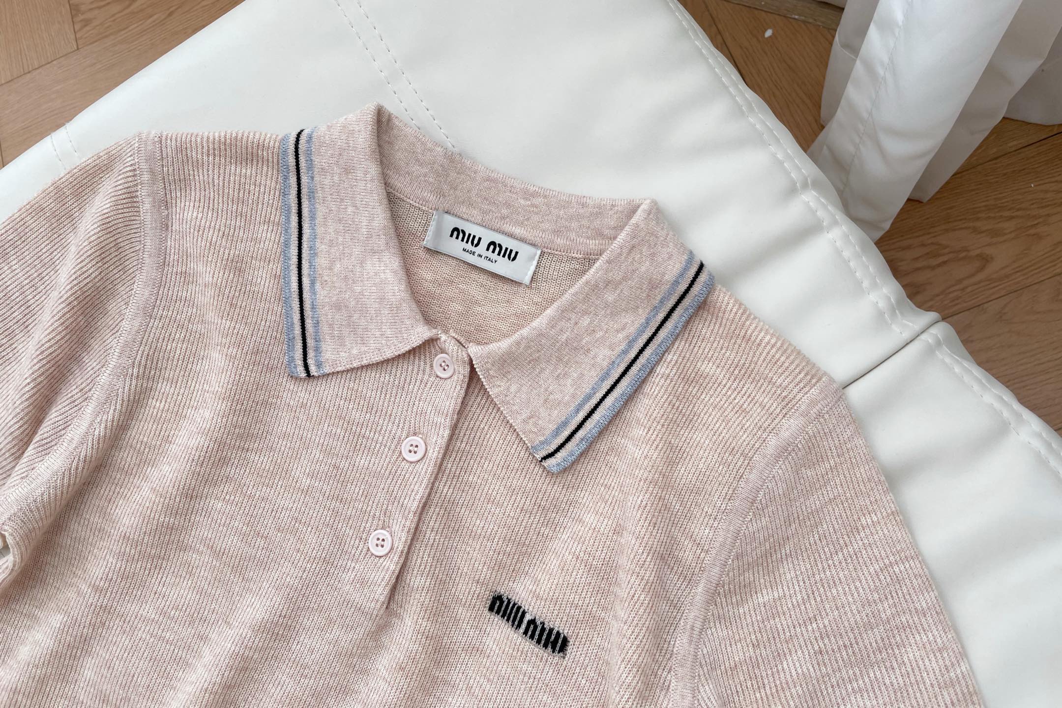Mi short-sleeved knitted polo shirt