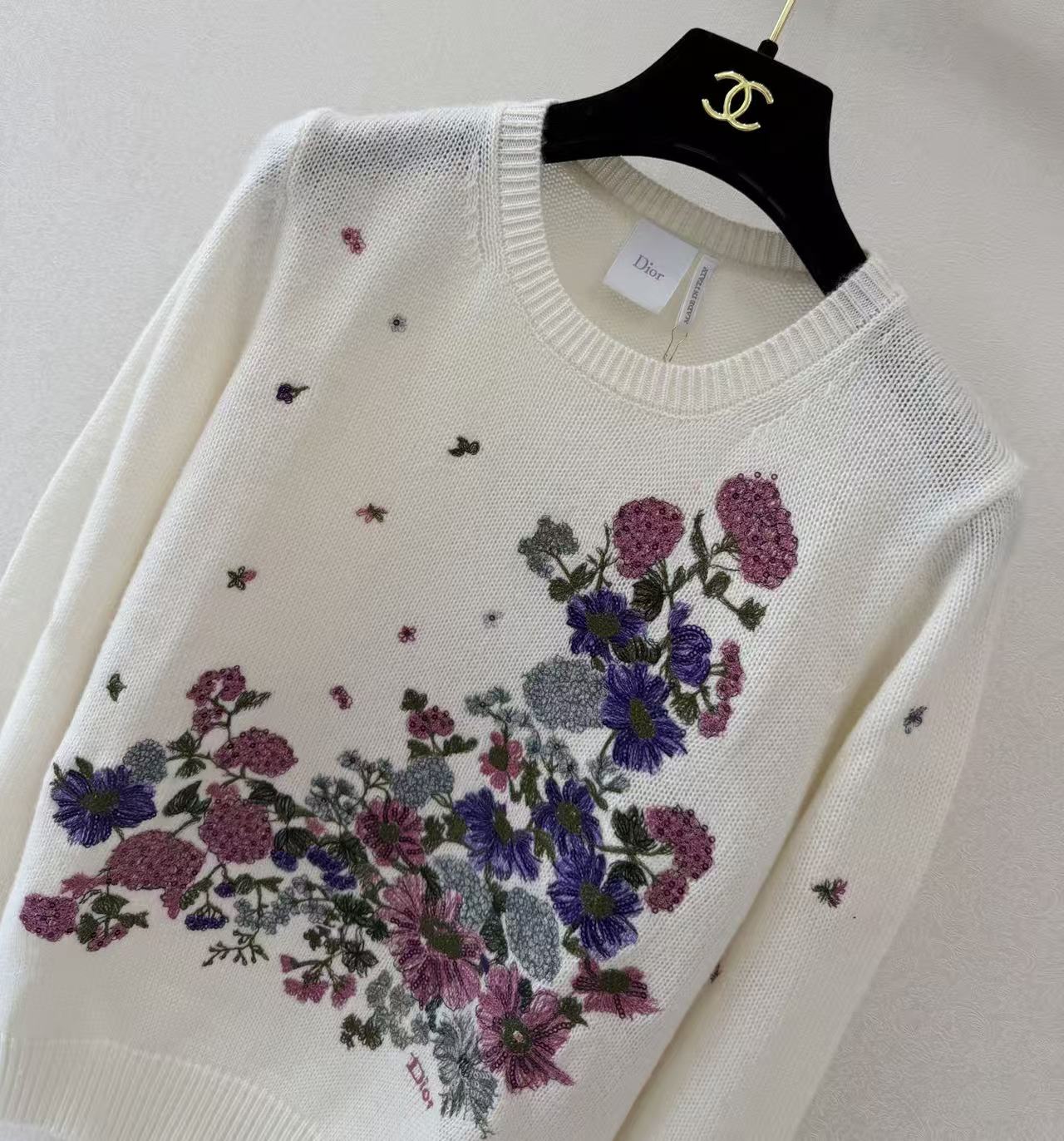 Di Vintage Garden Floral Stitch Light Knit Top