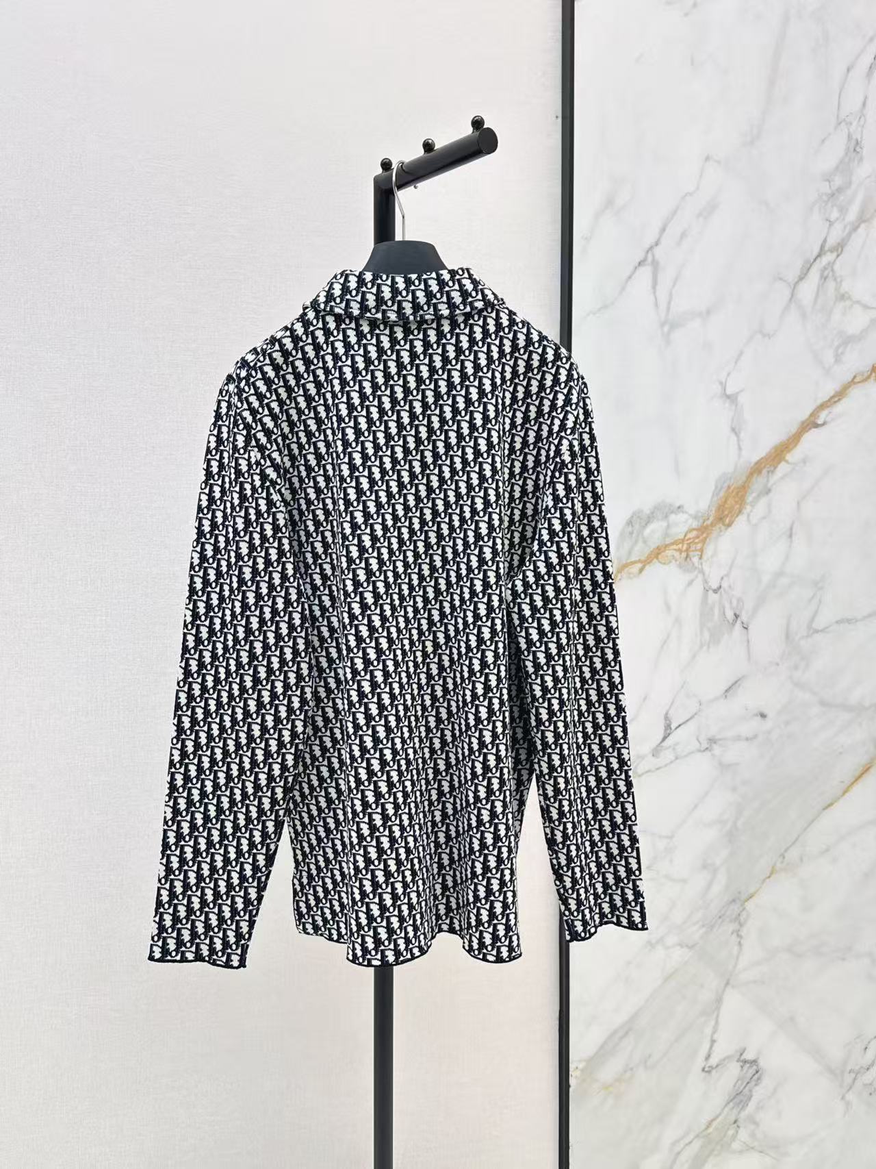 Di26 Monogram Print Lapel Long Sleeve Shirt
