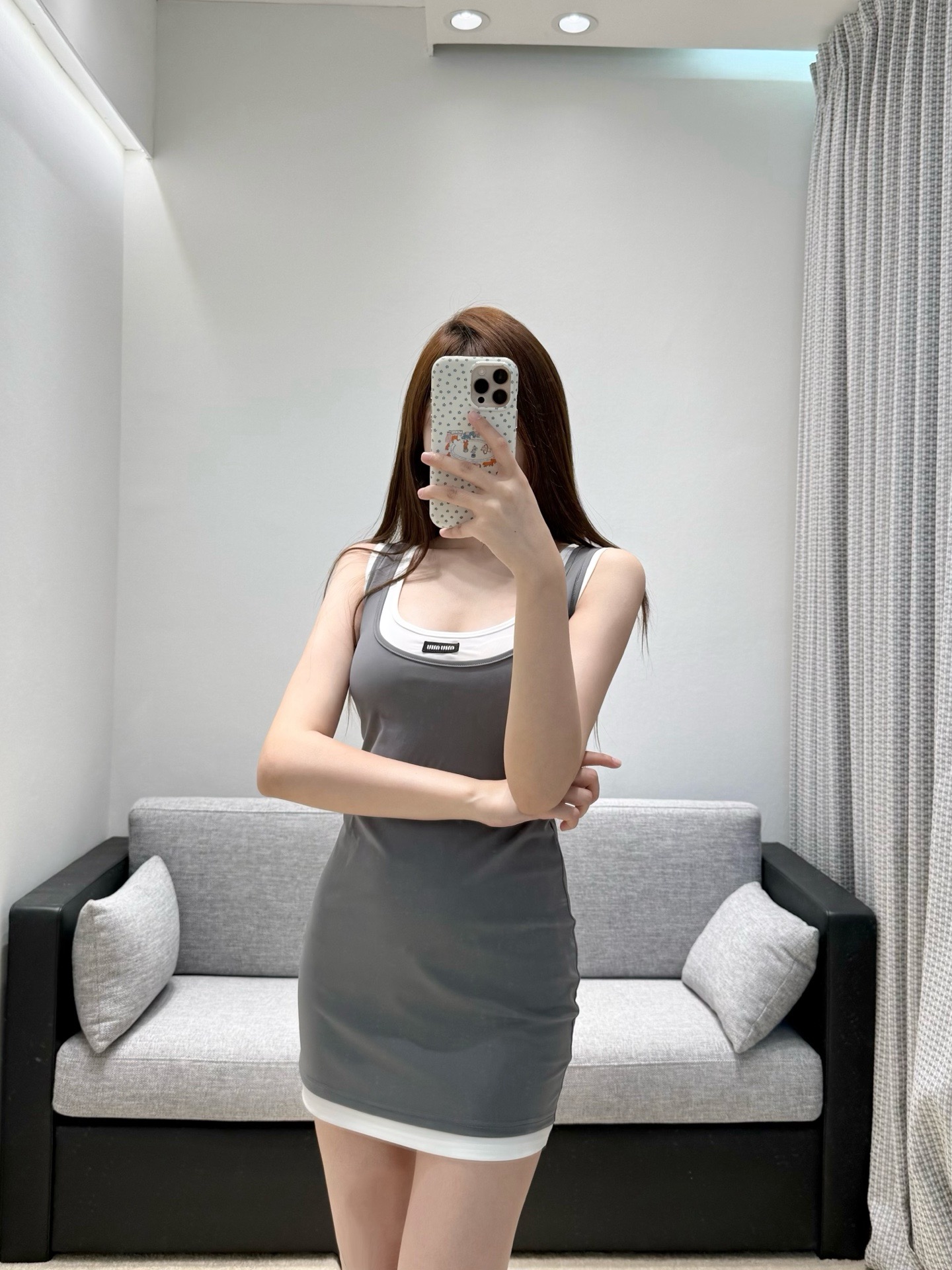 Mi**Color-block Fake Two-piece Tank Bodycon Dress