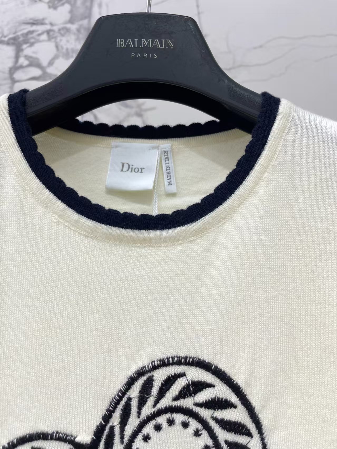 Di New Heart Letter Embroidery Wool Knitwear