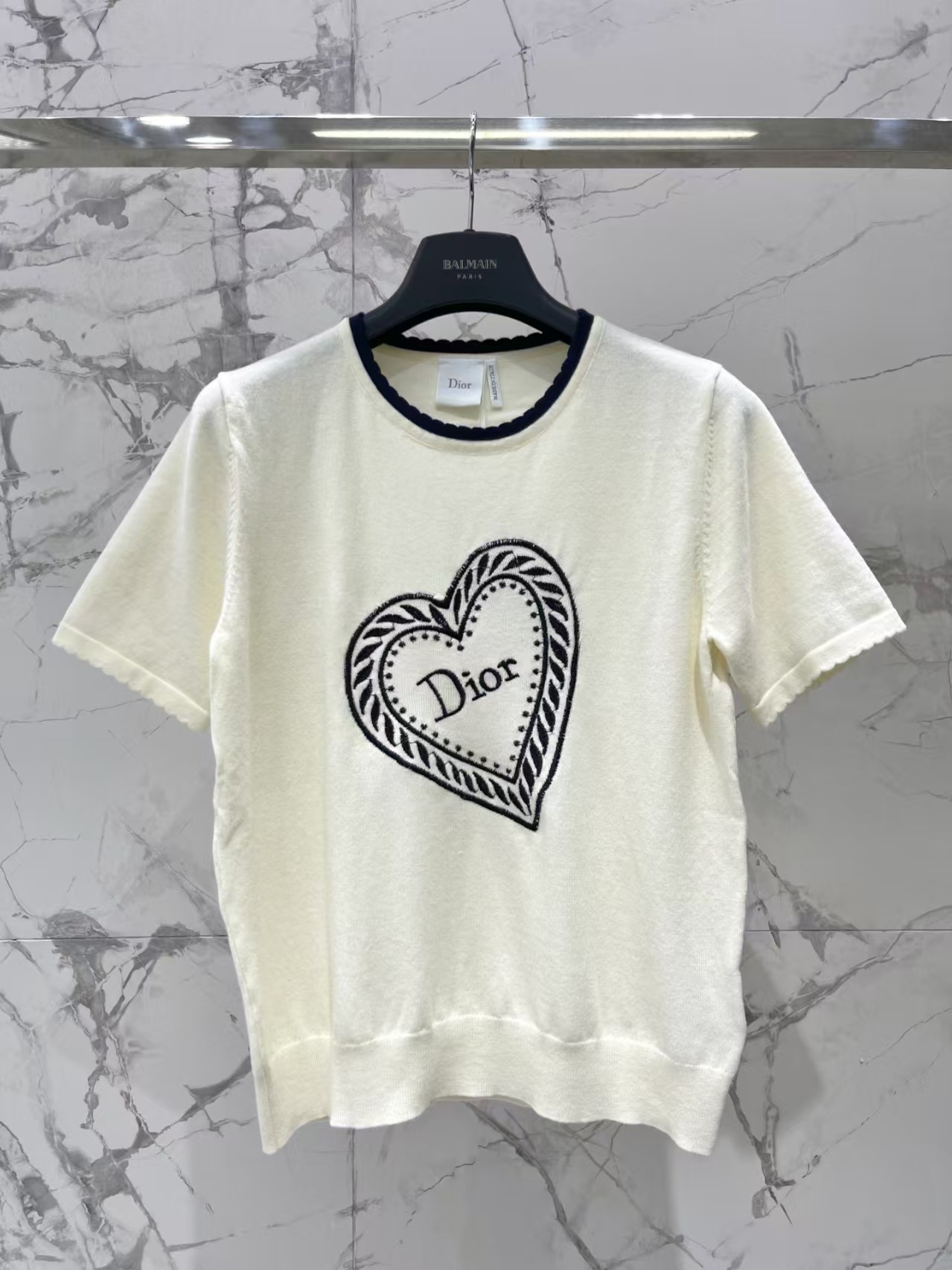 Di New Heart Letter Embroidery Wool Knitwear