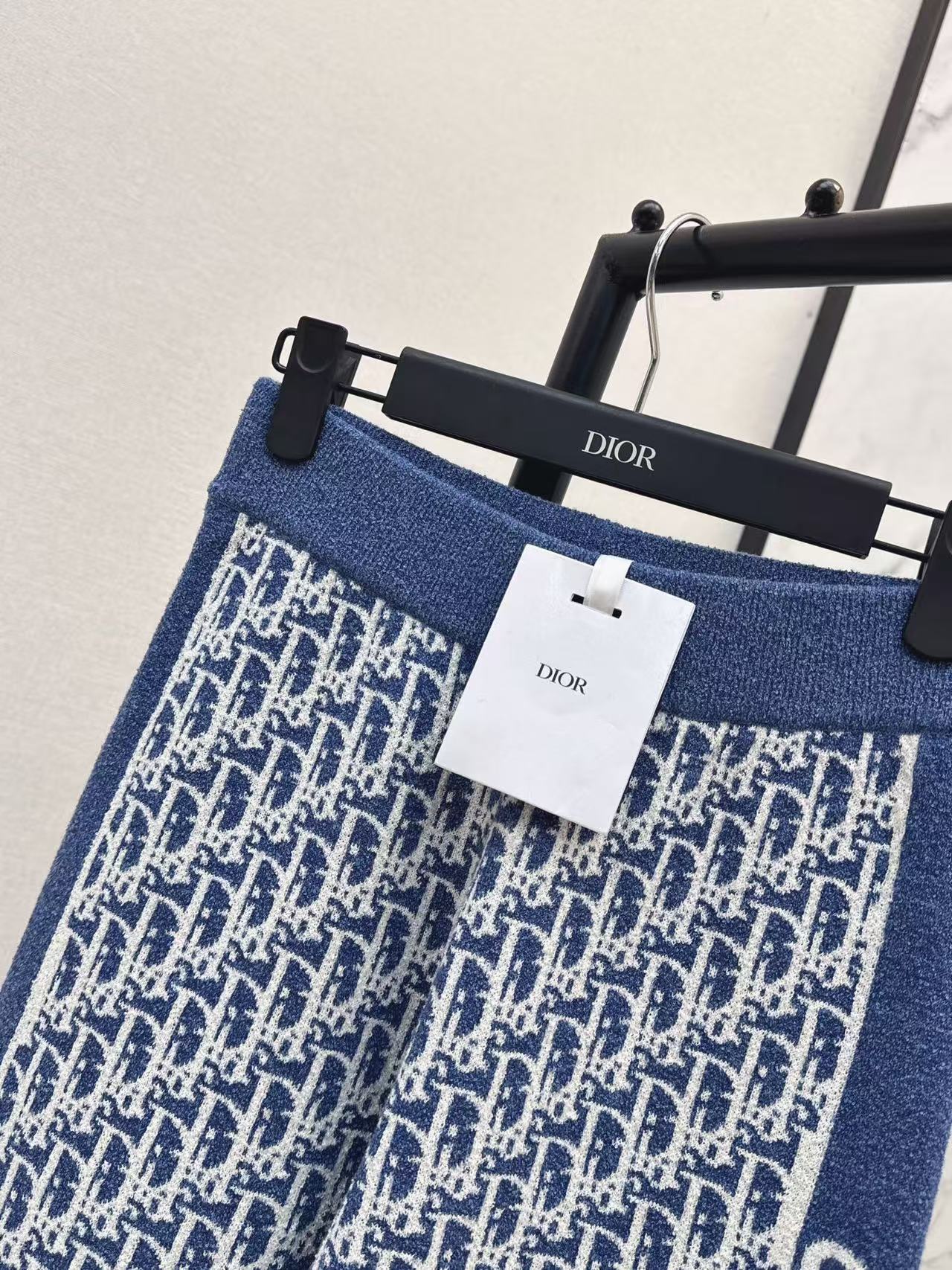 Di Blue Monogram Knit Wide Leg Pants