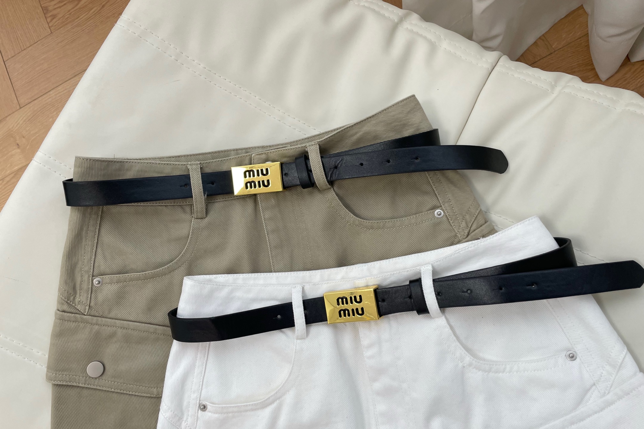 Mi Utility Style Belted Denim MiSkirt