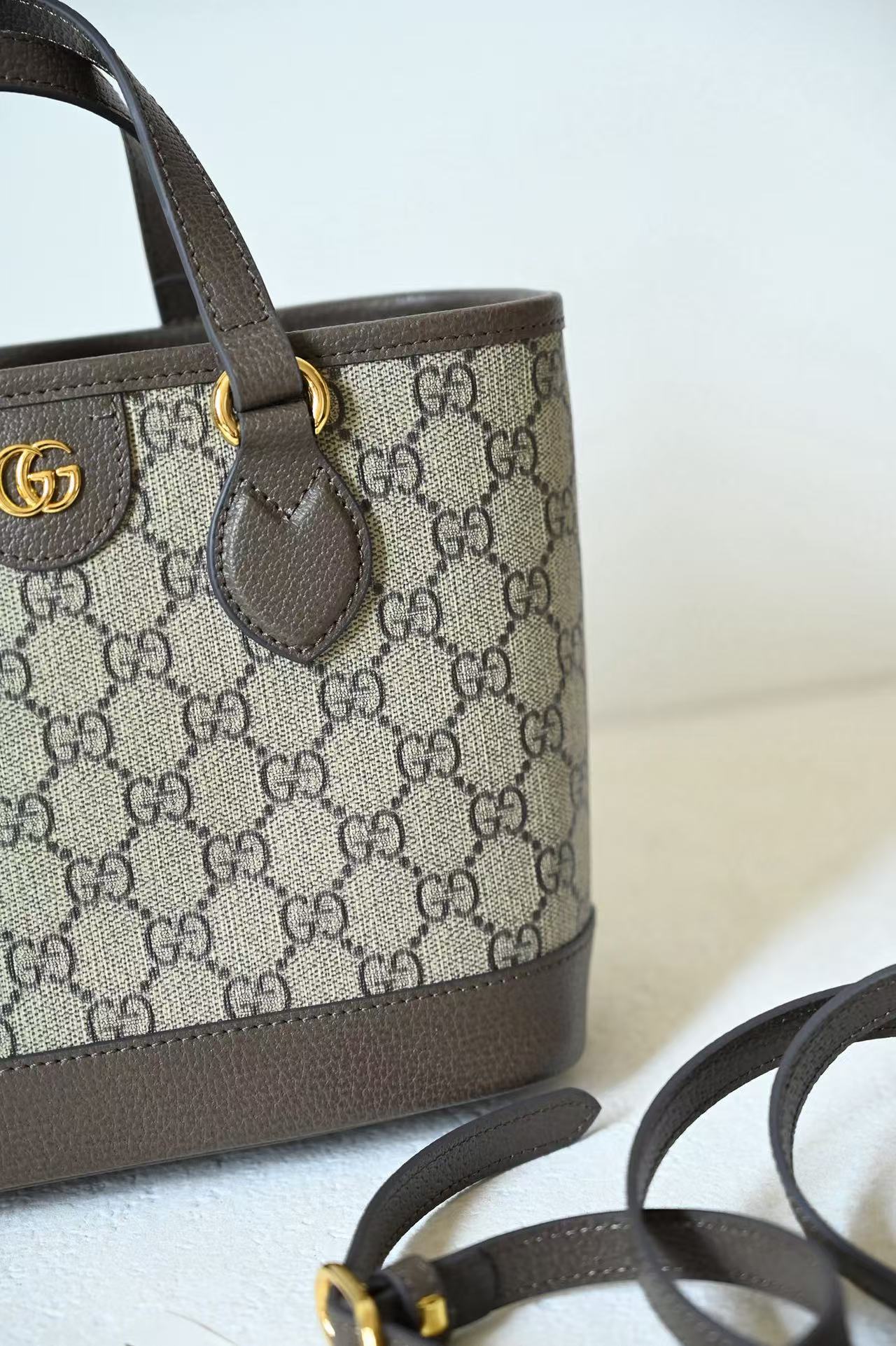 GU  Mini All Over Interlocking Print Tote Bag With Detachable Crossbody Strap