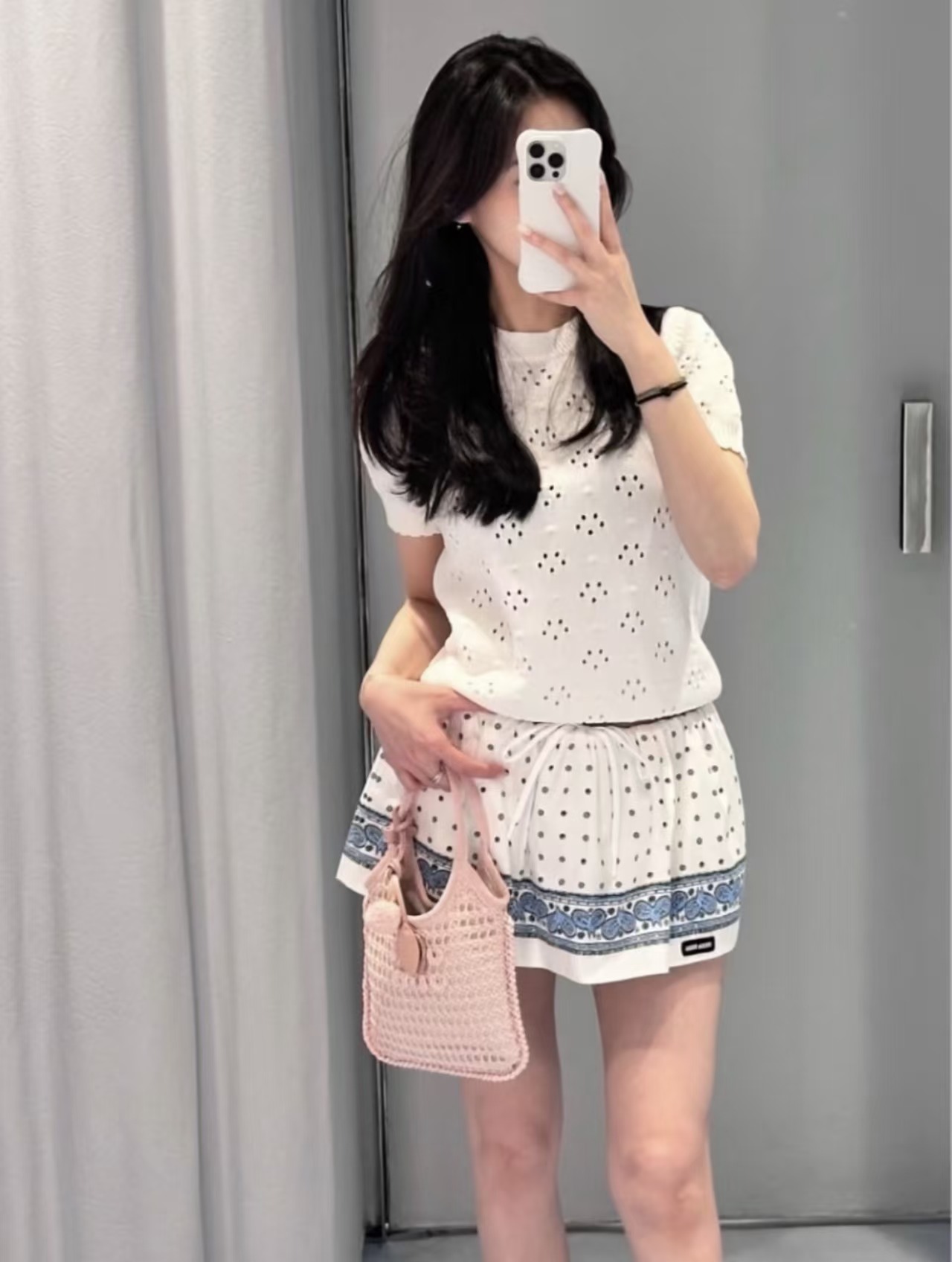 Mi*26ss New Arrival Polka Dot Print Mini Skirt