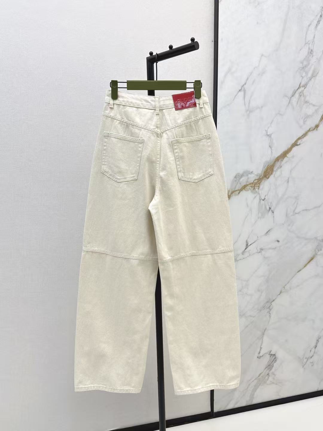 GU High Waist Straight Leg White Denim Jeans Casual Loose Wide Leg Pants For Women