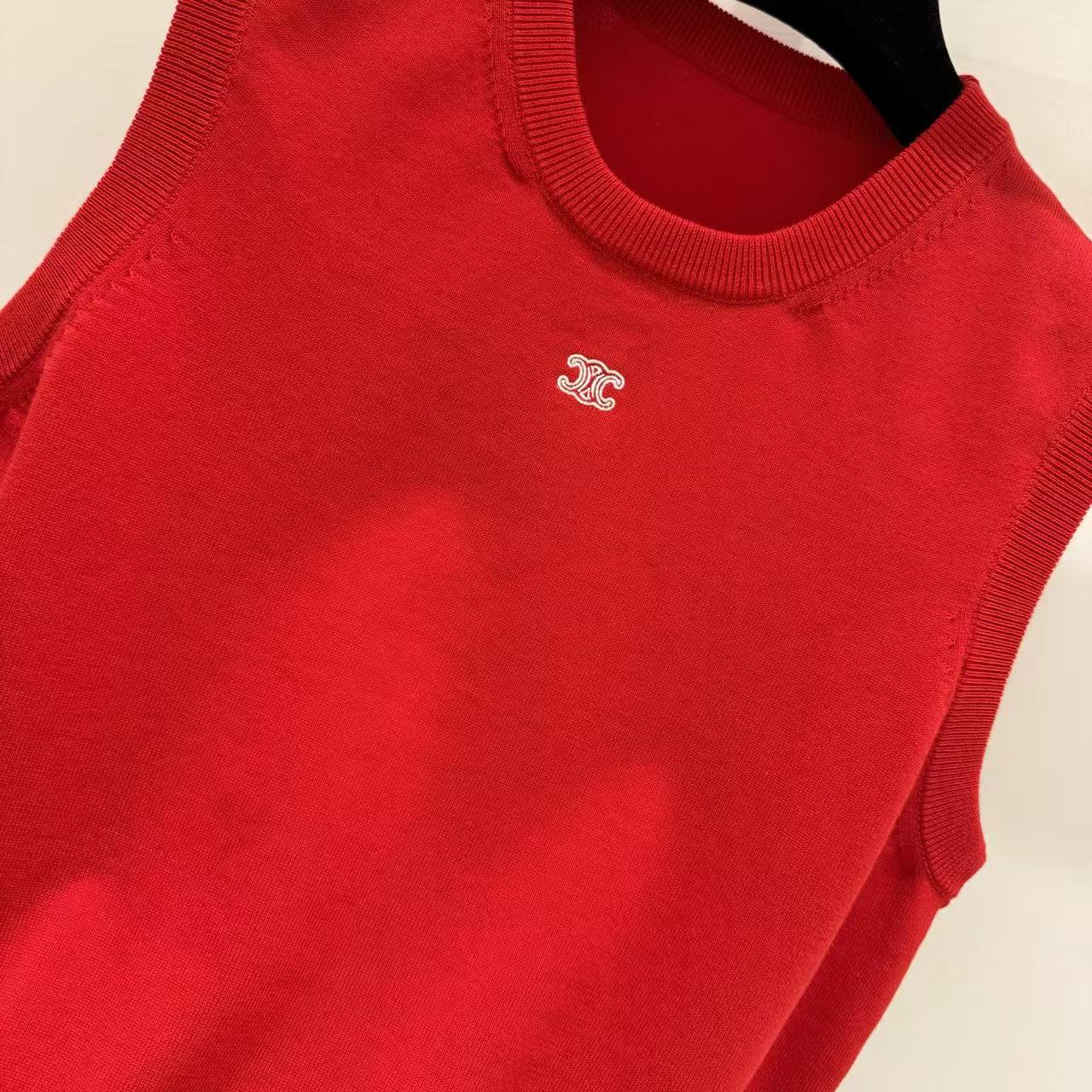 Minimal Embroidered Knit Tank Top