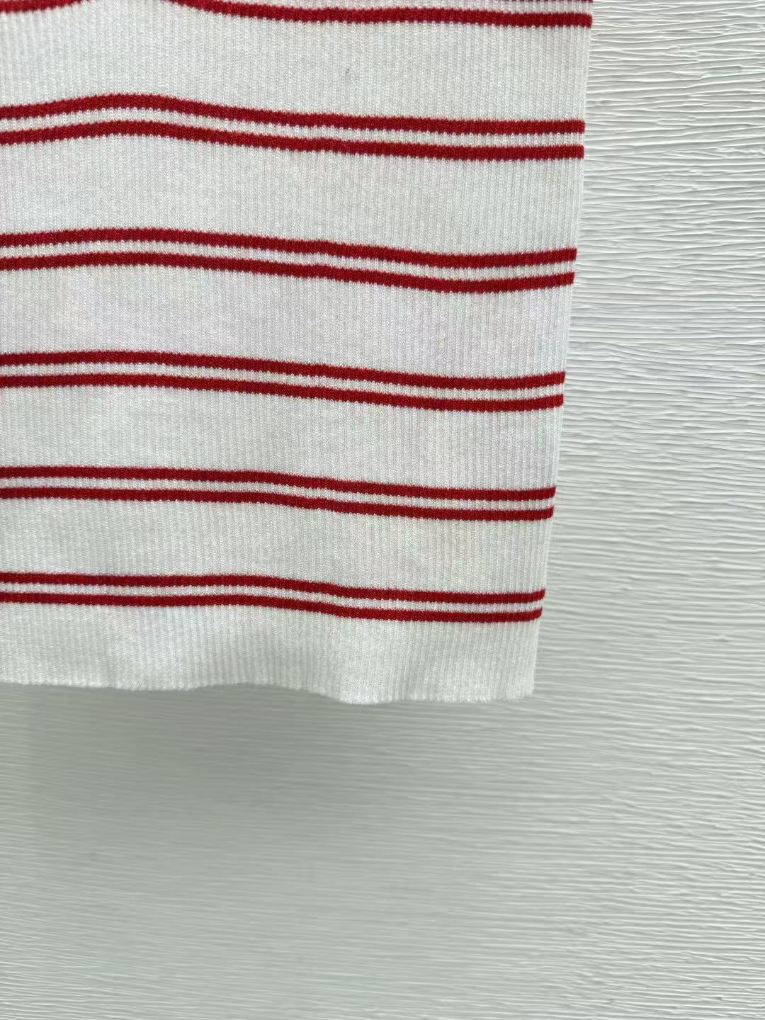 LOE Half Button Embroidered Stripe Knit Cami
