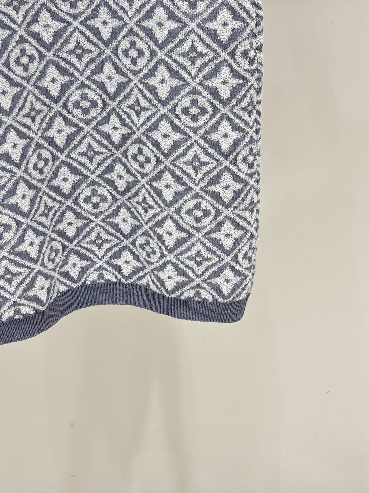 LO 26 Blue Diamond Monogram Polo Knit Mini Dress