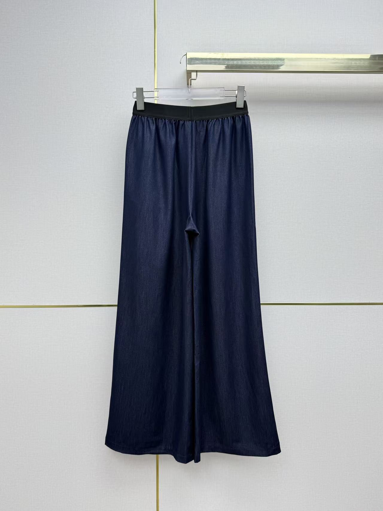 PR 26 Soft Denim Elastic Waist Wide Leg Trousers