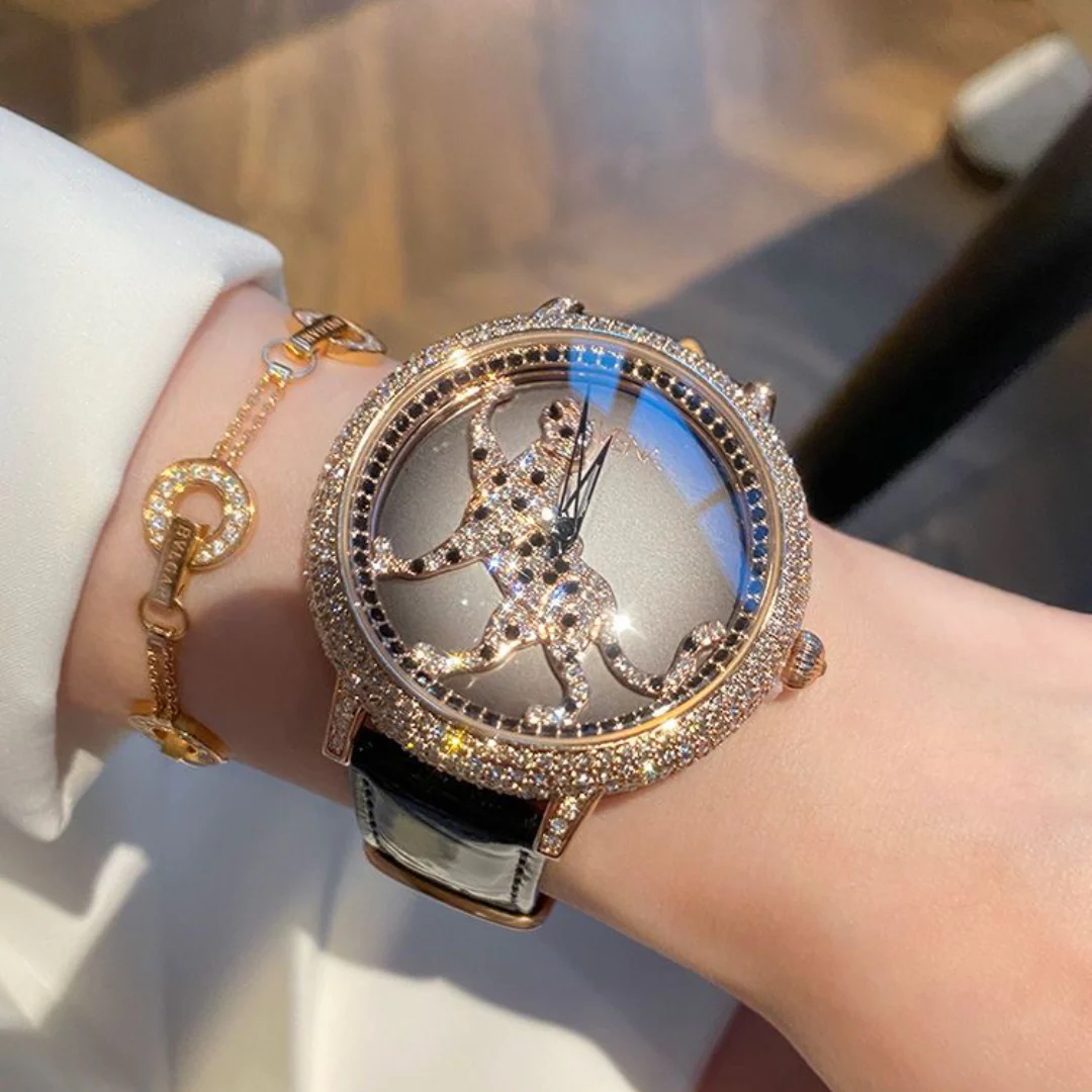 Dv  Ultra-Flash Gold Leopard Full Diamond Watch