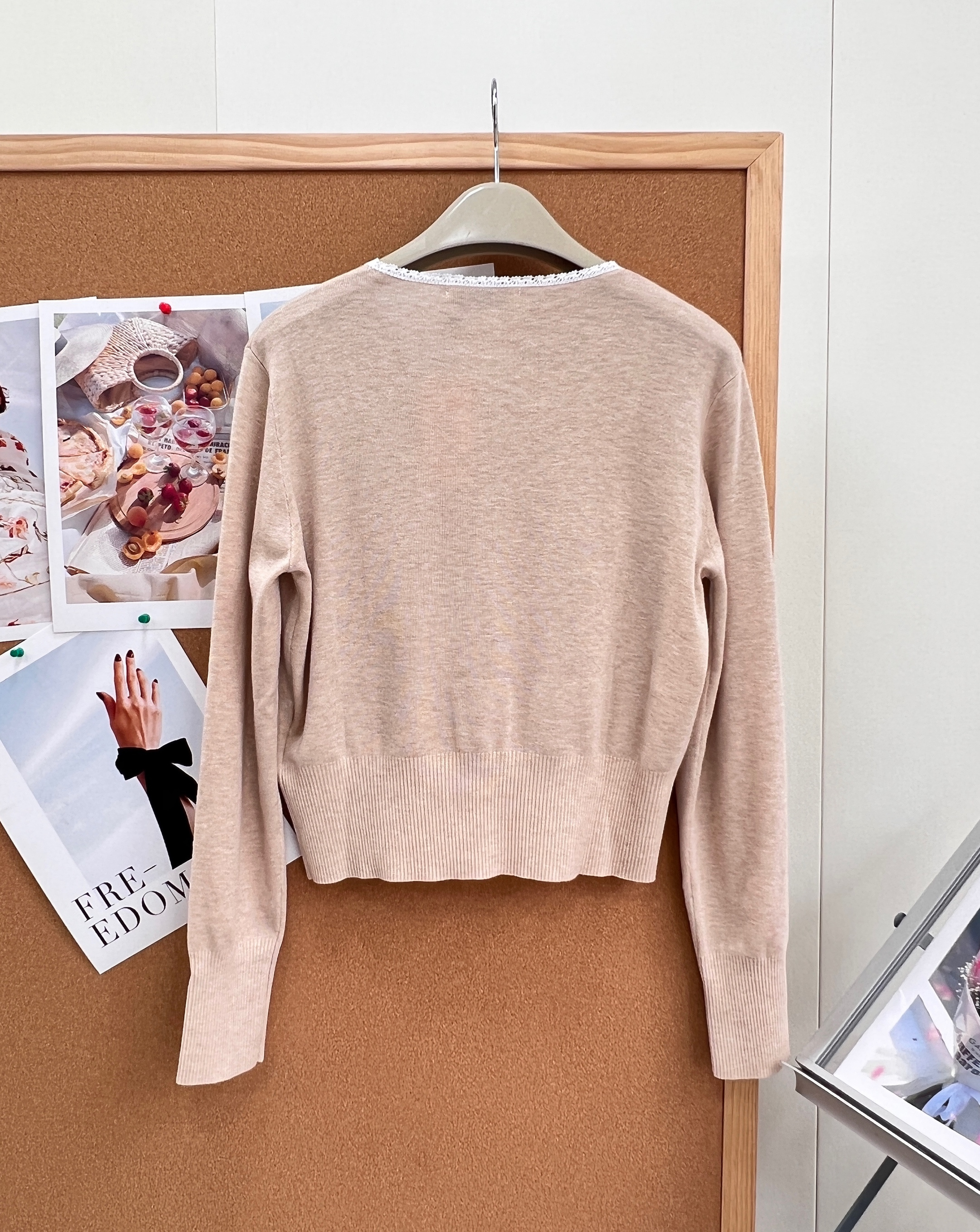 Mi 26 Spring/Summer Lace Trim V-Neck Knit Cardigan