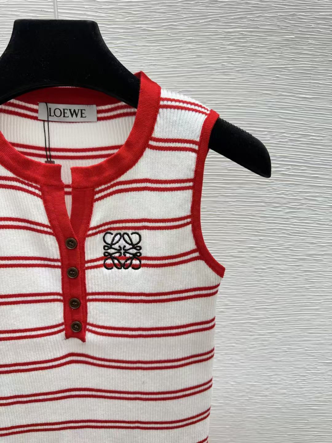 LOE Half Button Embroidered Stripe Knit Cami