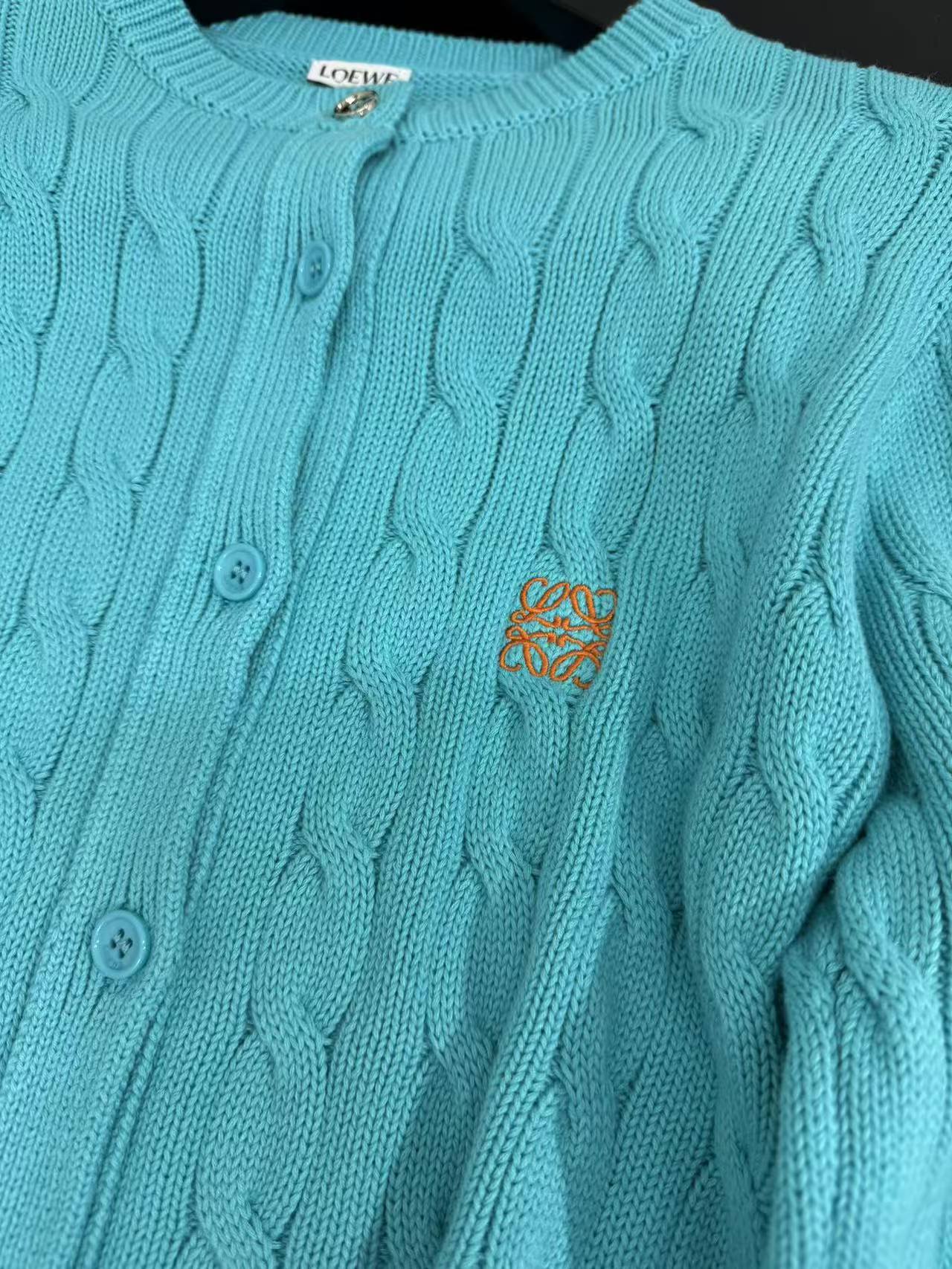 LEW 25SS Embroidered Fried Dough Twists knit cardigan