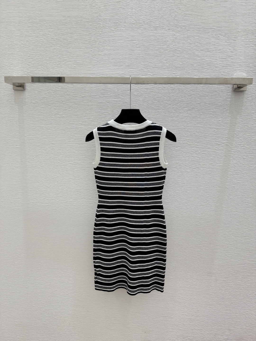 YS 26 Crew Neck Contrast Trim Stripe Knit Bodycon Dress