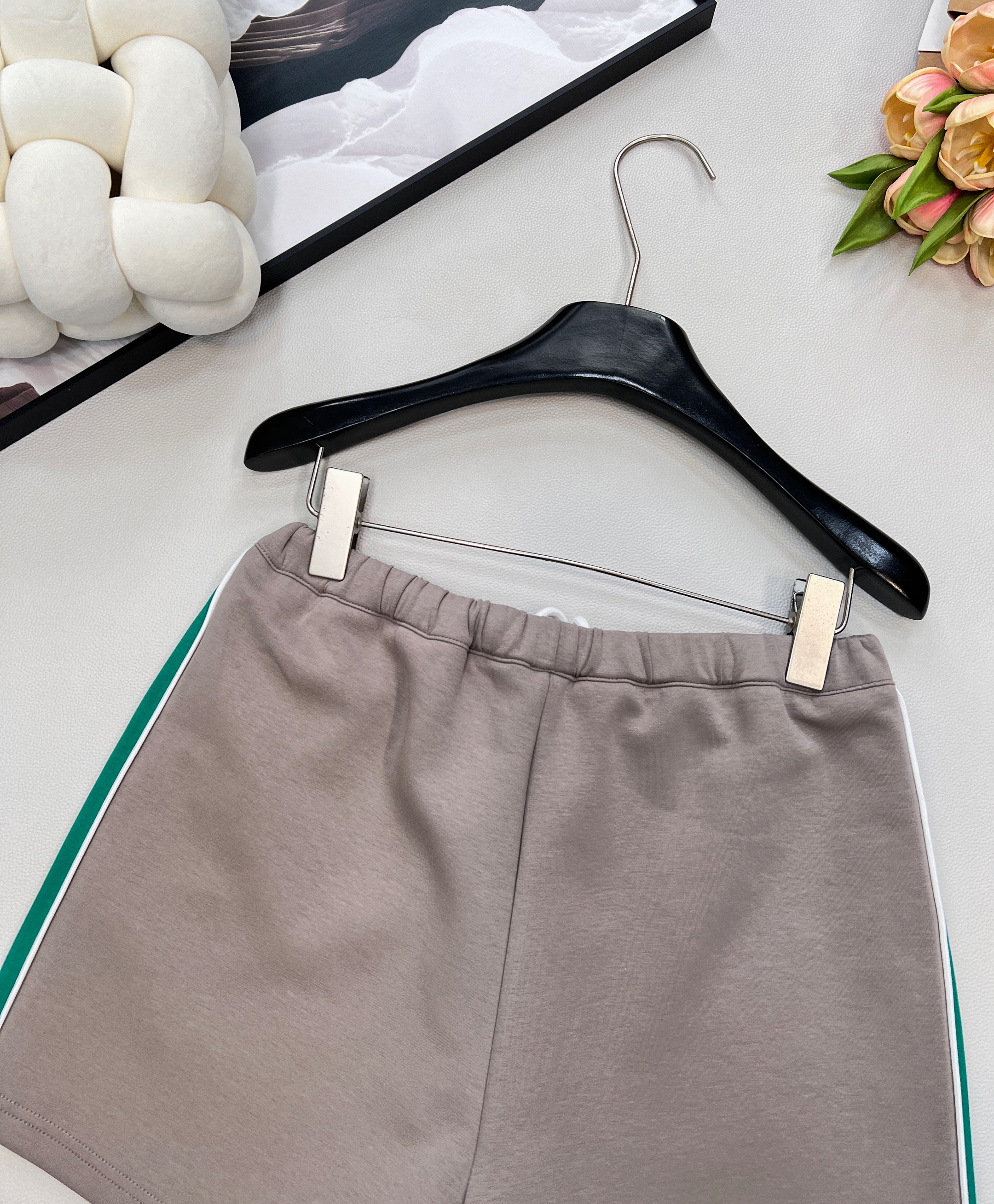 Mi 2025SS Spring/Summer New LetterEmbroidery Color-Block Webbing Drawstring Shorts