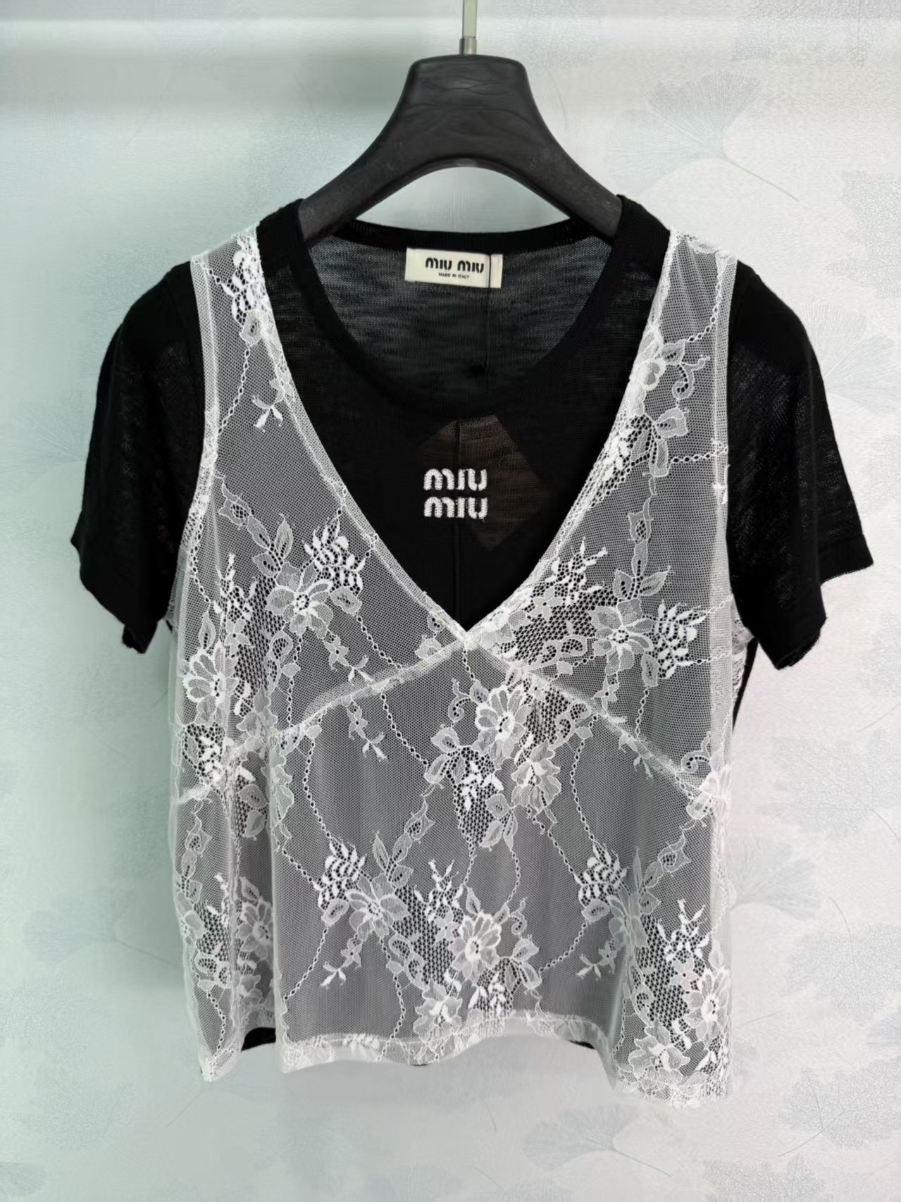 Mi 2026 Spring/Summer New Color-Block Fake Two-Piece Knit Short Sleeve
