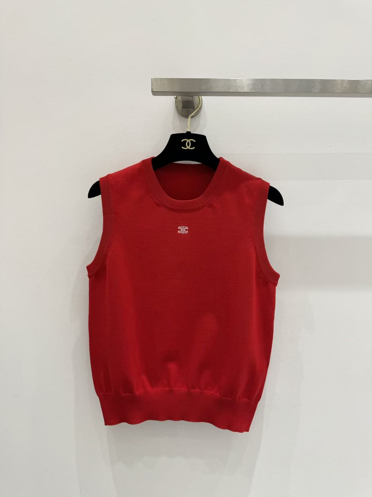 Minimal Embroidered Knit Tank Top