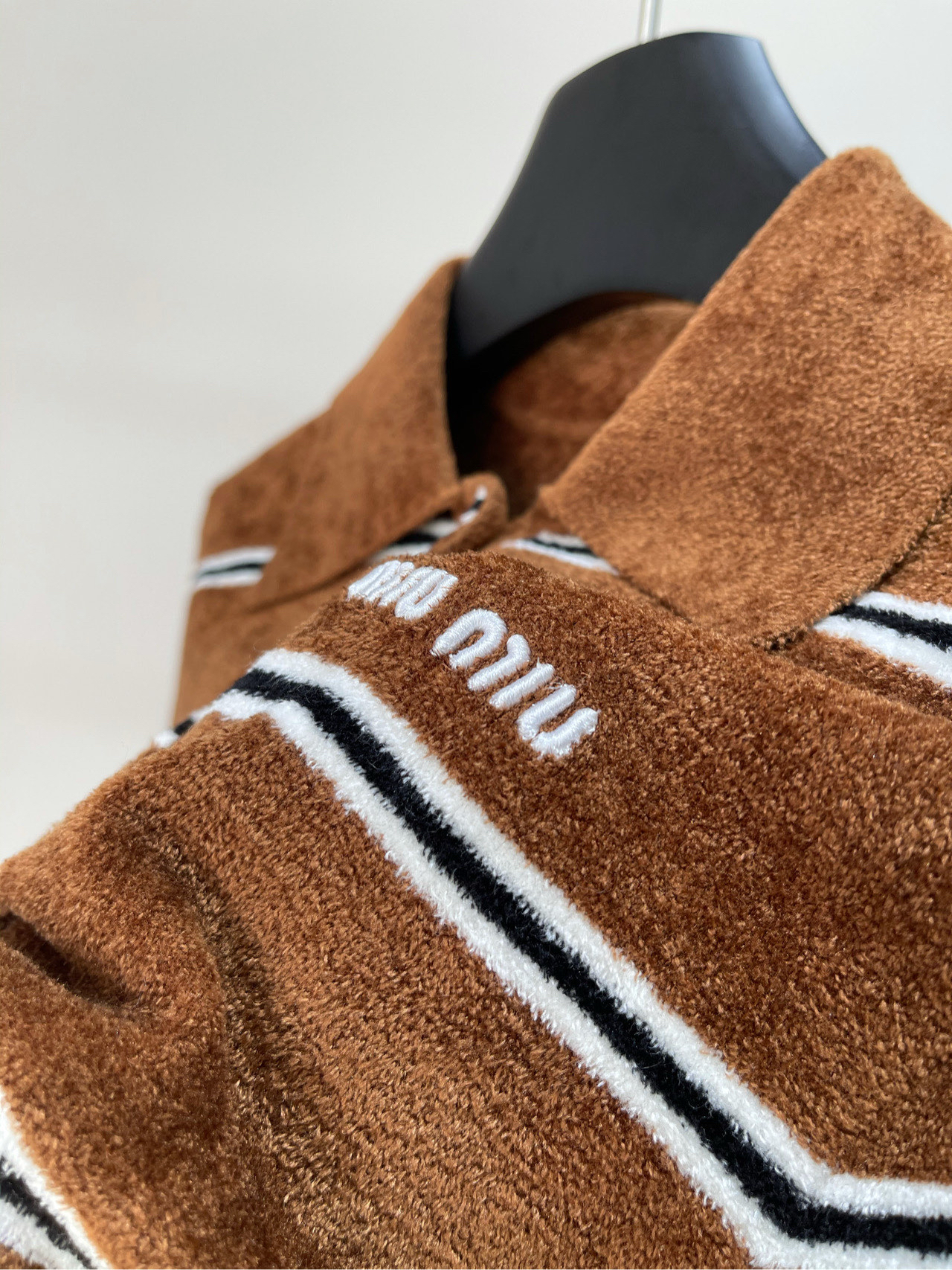 MIU25SS Caramel Striped Polo Short Sleeve