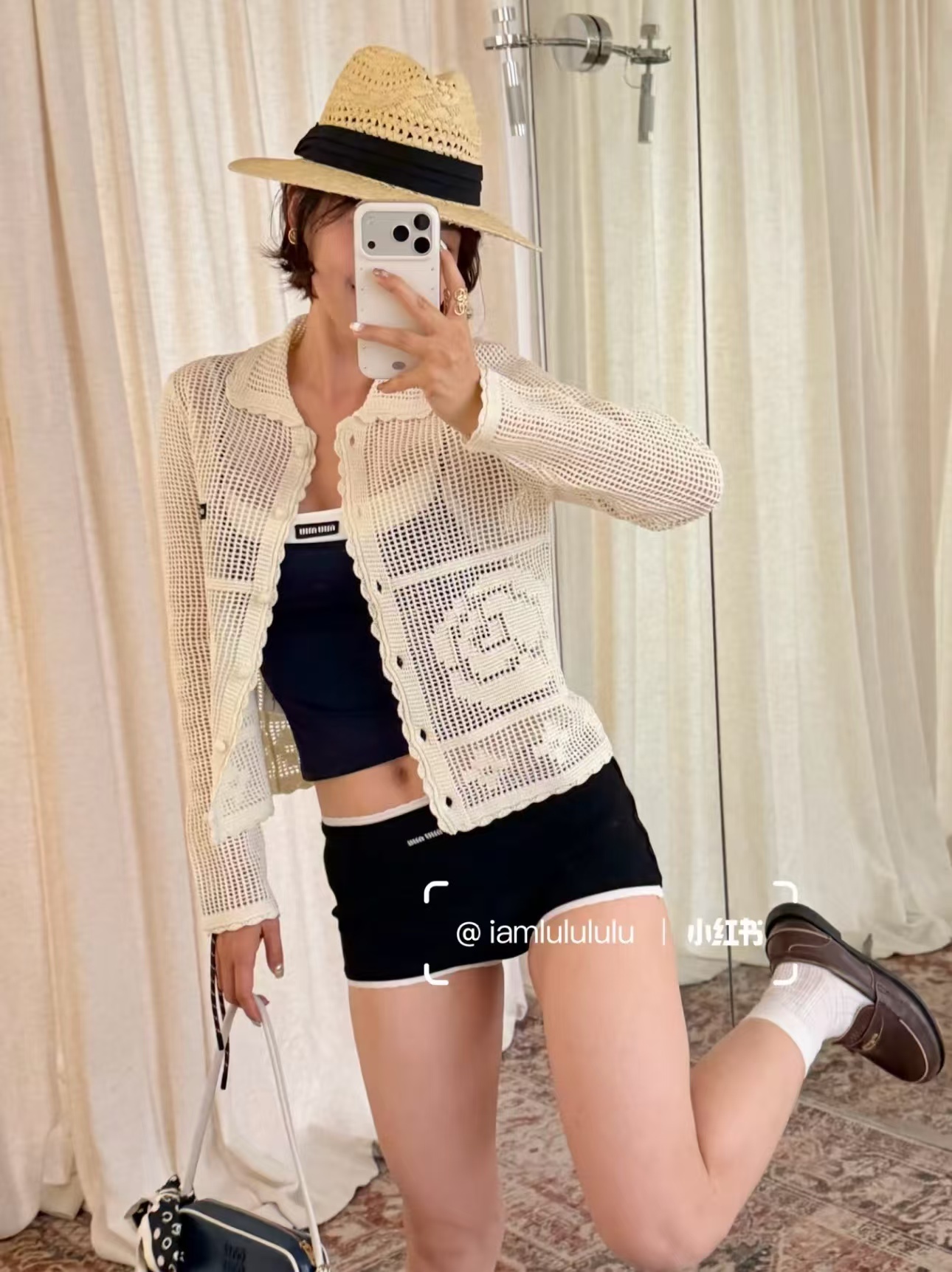 Mi 2026 Spring/SummerCrochet Lace Square Neck Hollow Cardigan