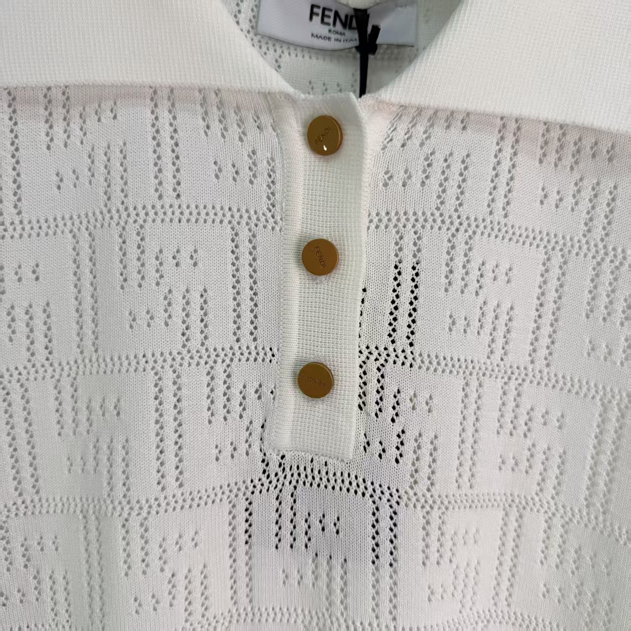FE* 2026 Spring/Summer New Collared Hollow Knit Short Sleeve