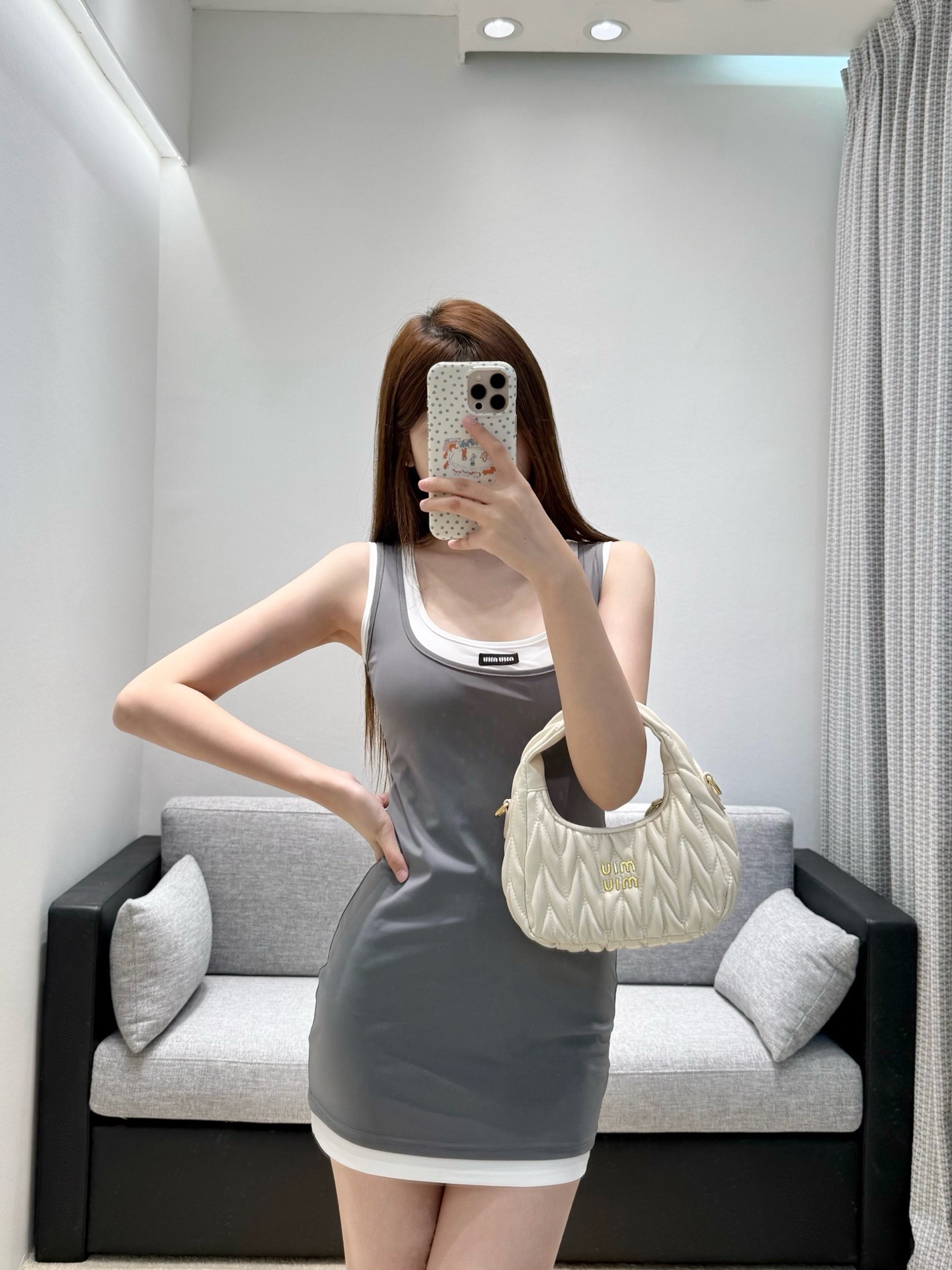 Mi**Color-block Fake Two-piece Tank Bodycon Dress
