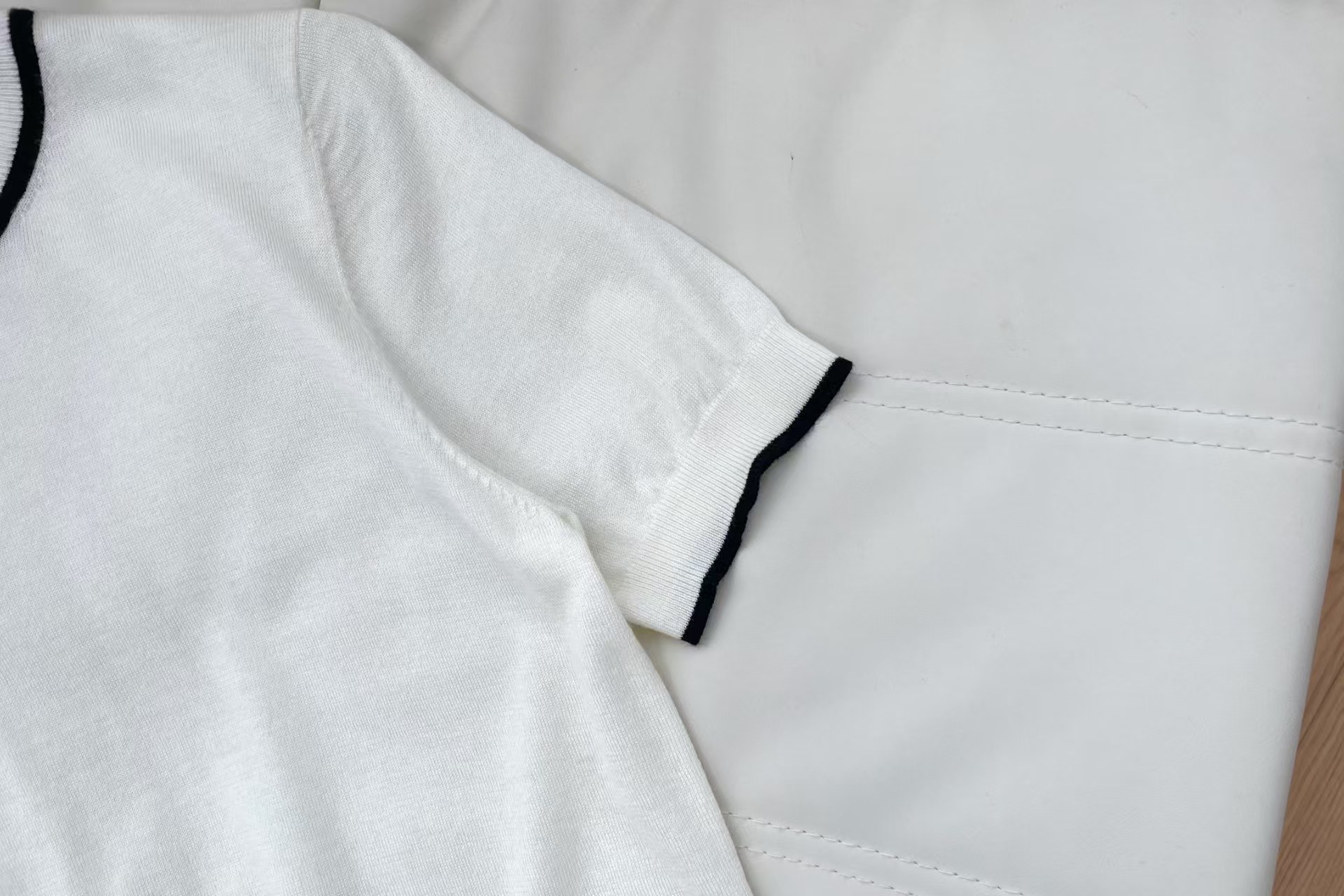 Cha Style Contrast Collar Bow Tie Knit Short Sleeve