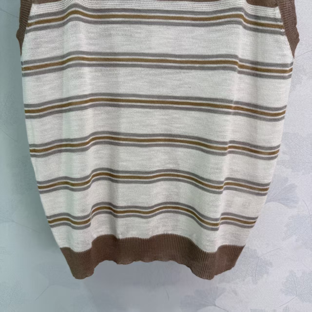 Cha* Striped Knit Vest, made of soft knit material